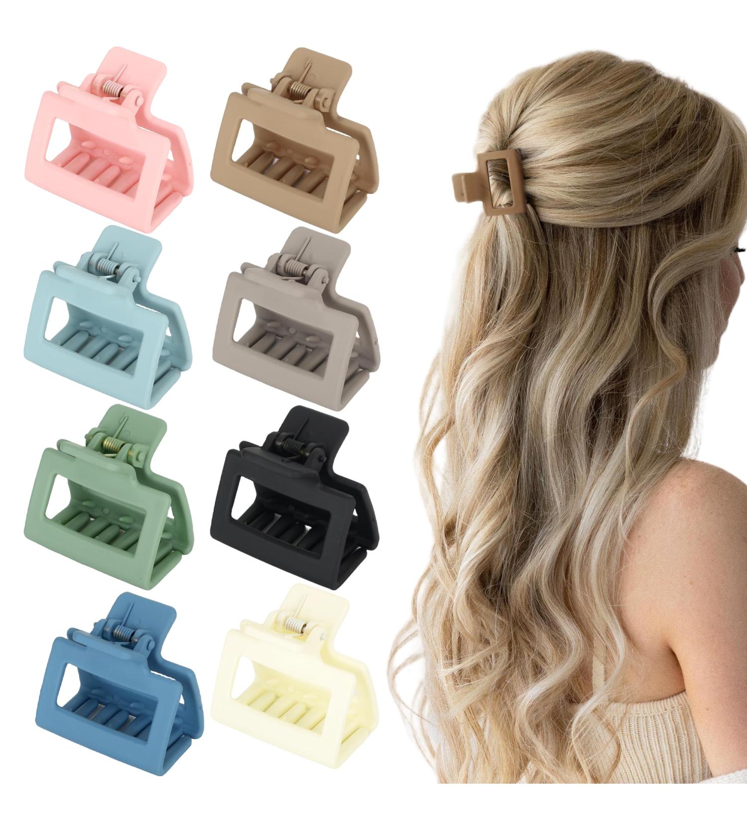 Small Square Hair Claw Clips for Thin Hair 1.6 Inch Medium Size Rectangle Hair Clips Matte Non-Slip Hair Accessories for Women and Girls (8-Multi Colour) - Buy Online on GoSupps.com