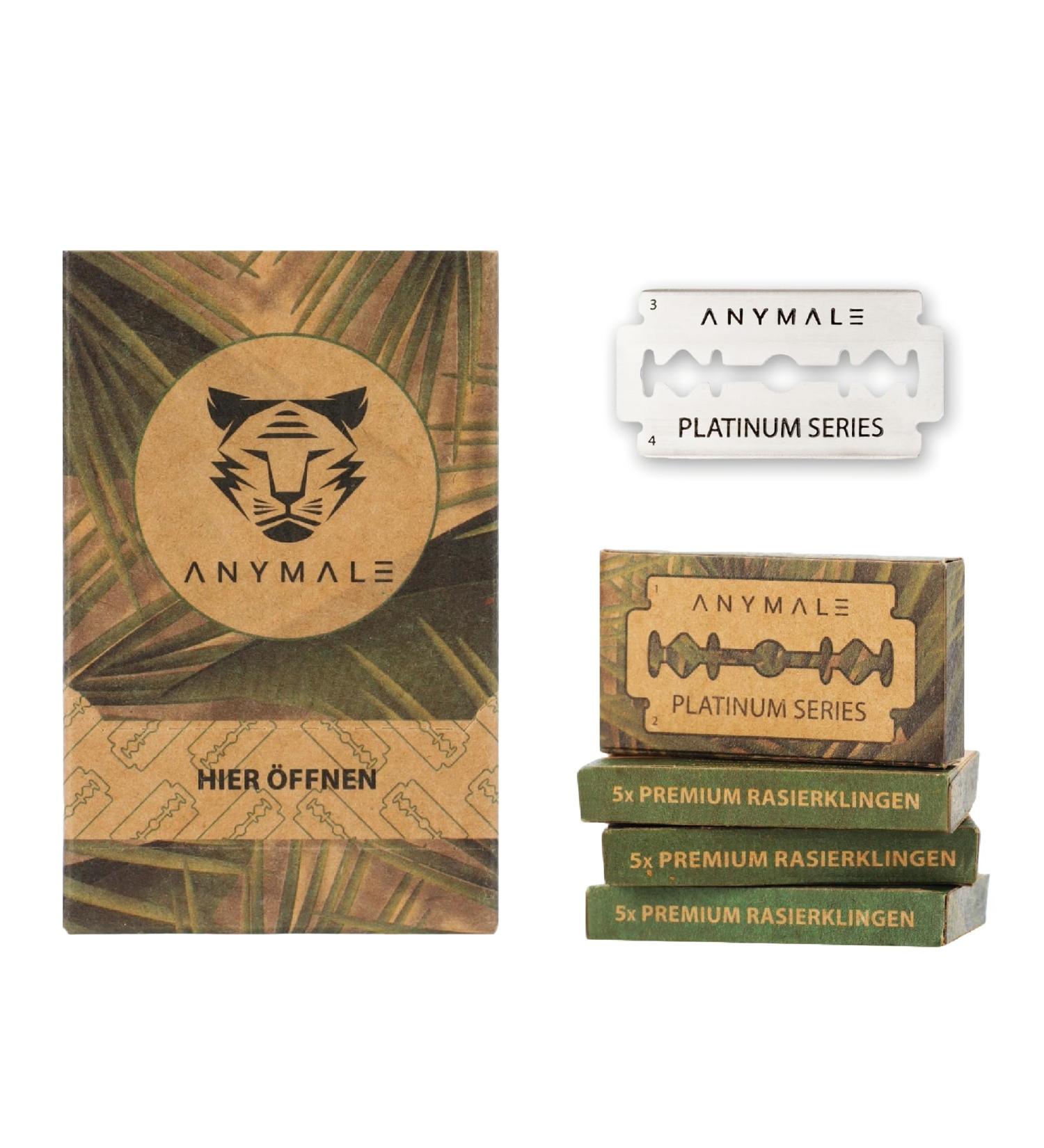 Anymale Platinum Series Razor Blades - 50 Sharp Double Blades for Men & Women - Perfect for Sensitive Skin - International Shipping - Buy Online on GoSupps.com