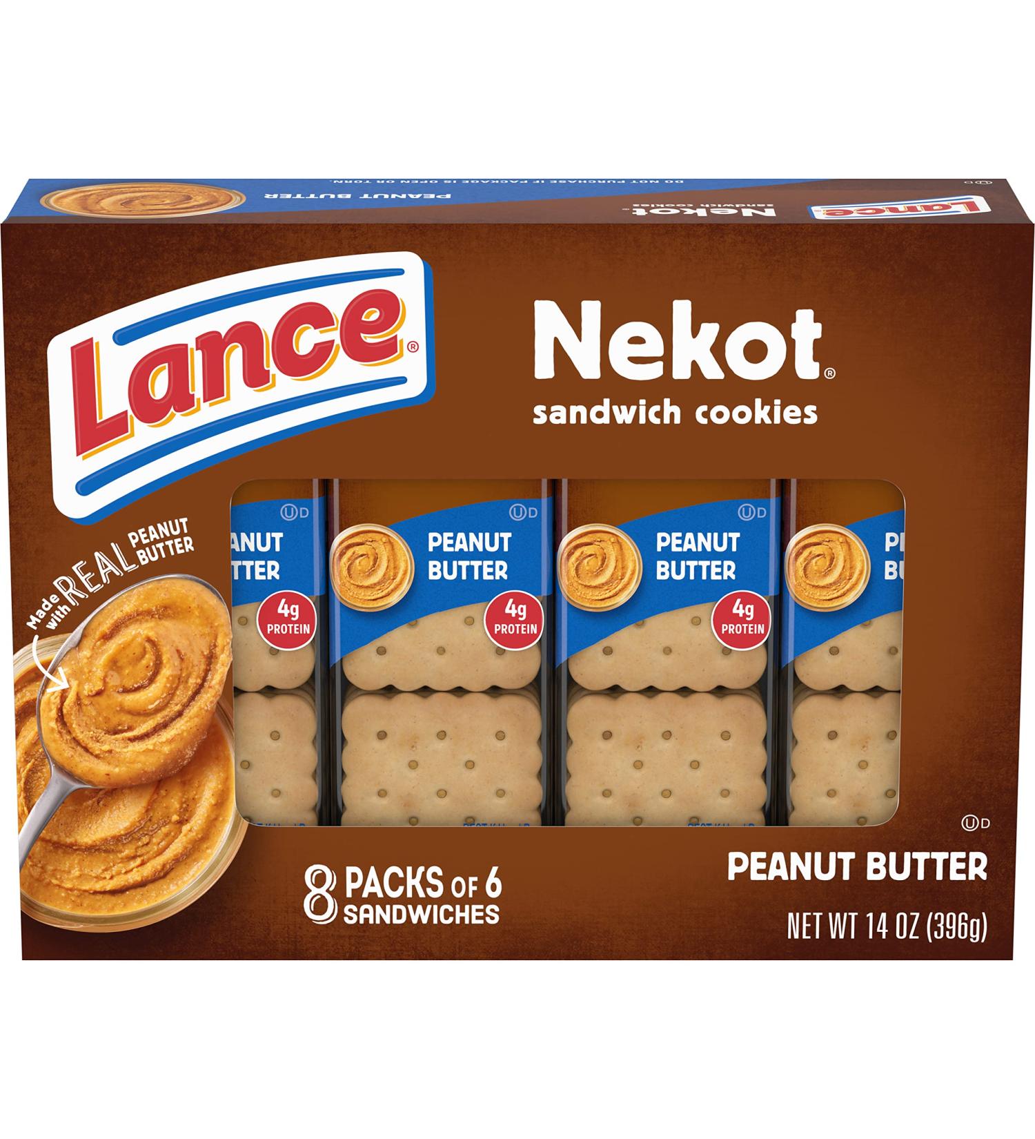 Lance Nekot Peanut Butter Sandwich Cookies - 8 Individually Wrapped Packs - Buy Online on GoSupps.com