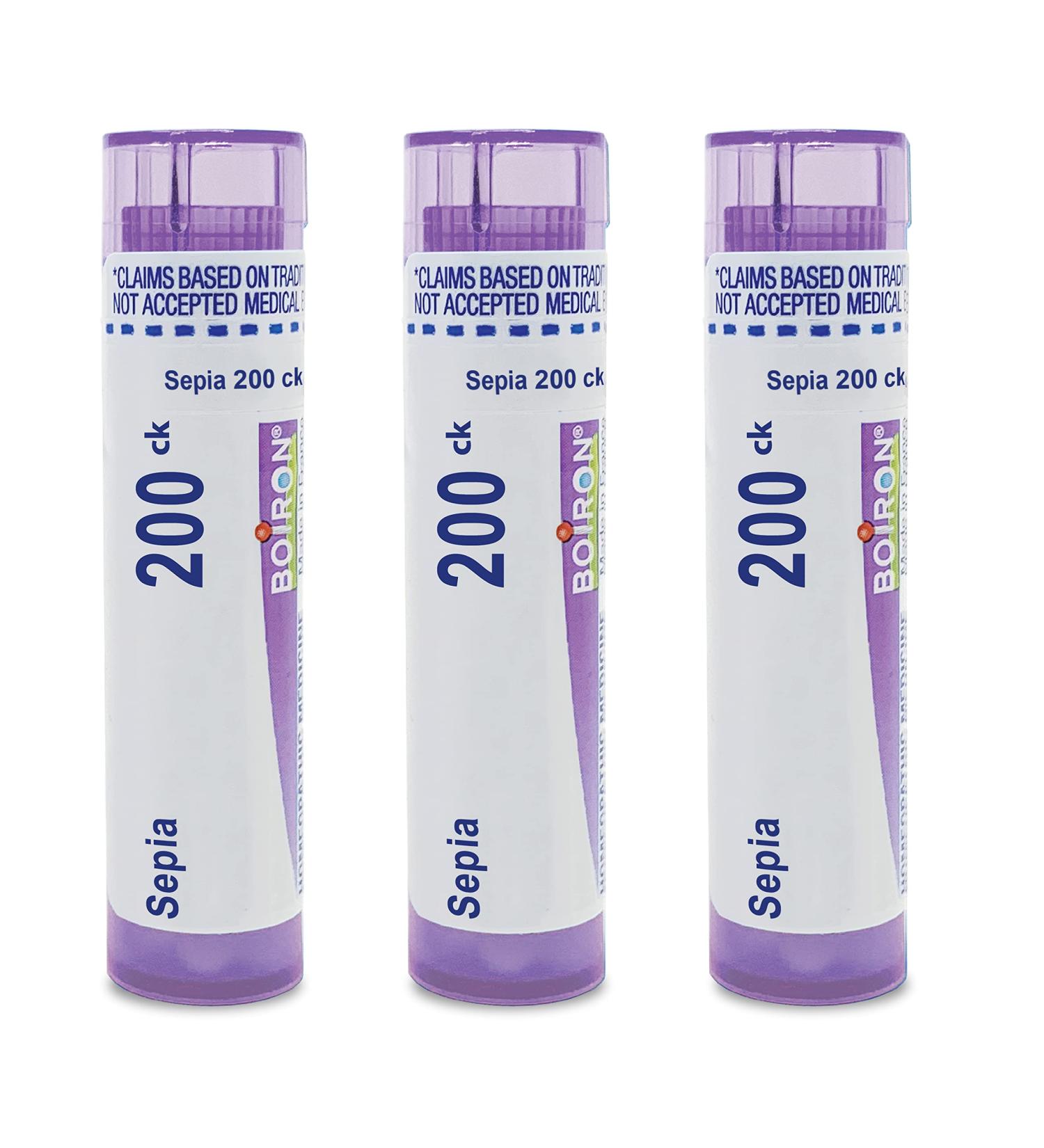 Boiron Sepia 200Ck Homeopathic Medicine for Bloating and Lower Back Pain - Pack of 3 (240 Pellets) - 3 Count - Buy Online on GoSupps.com