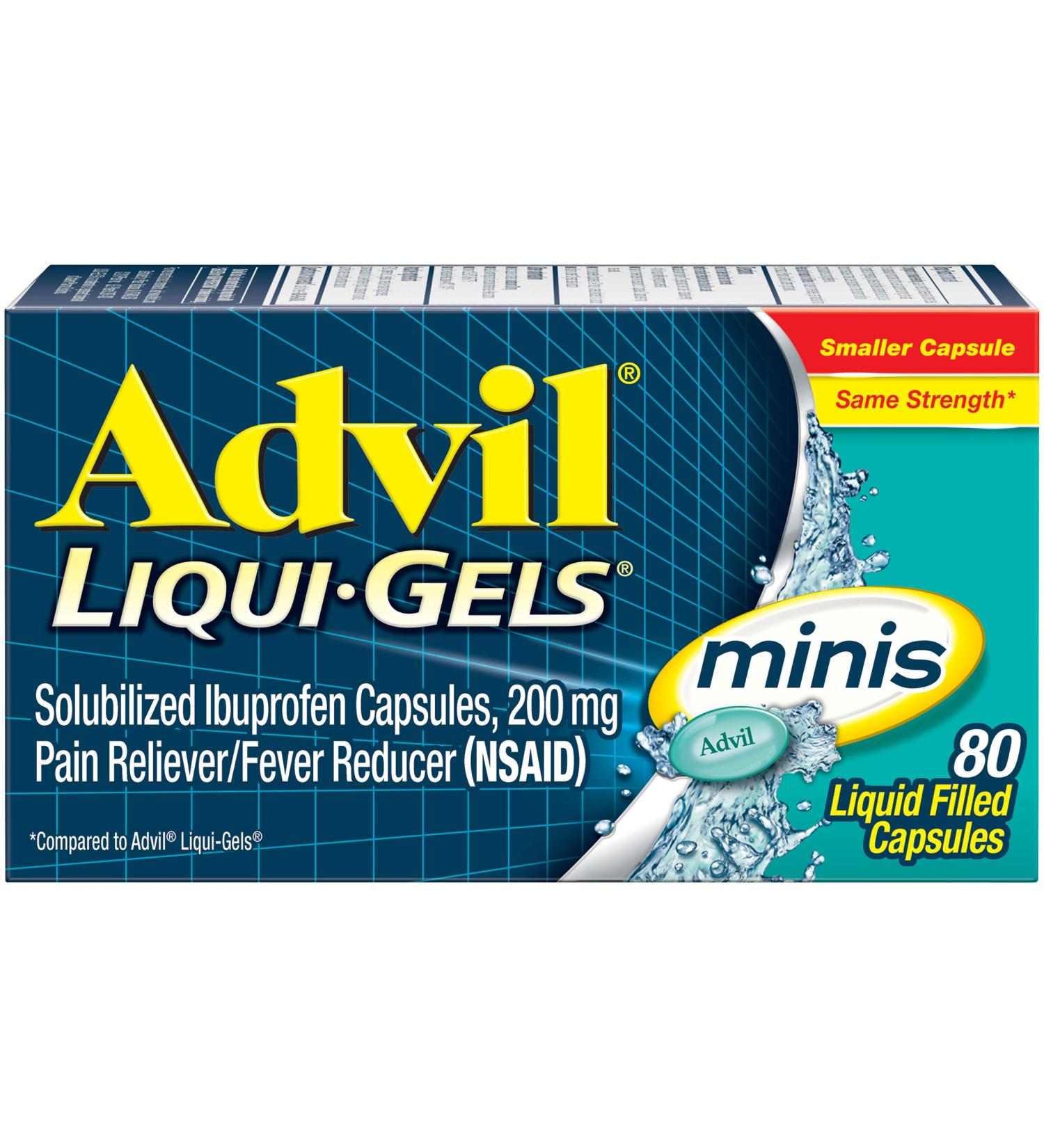Advil Liqui-Gels Minis 80 Capsules Per Bottle (6 Bottles)