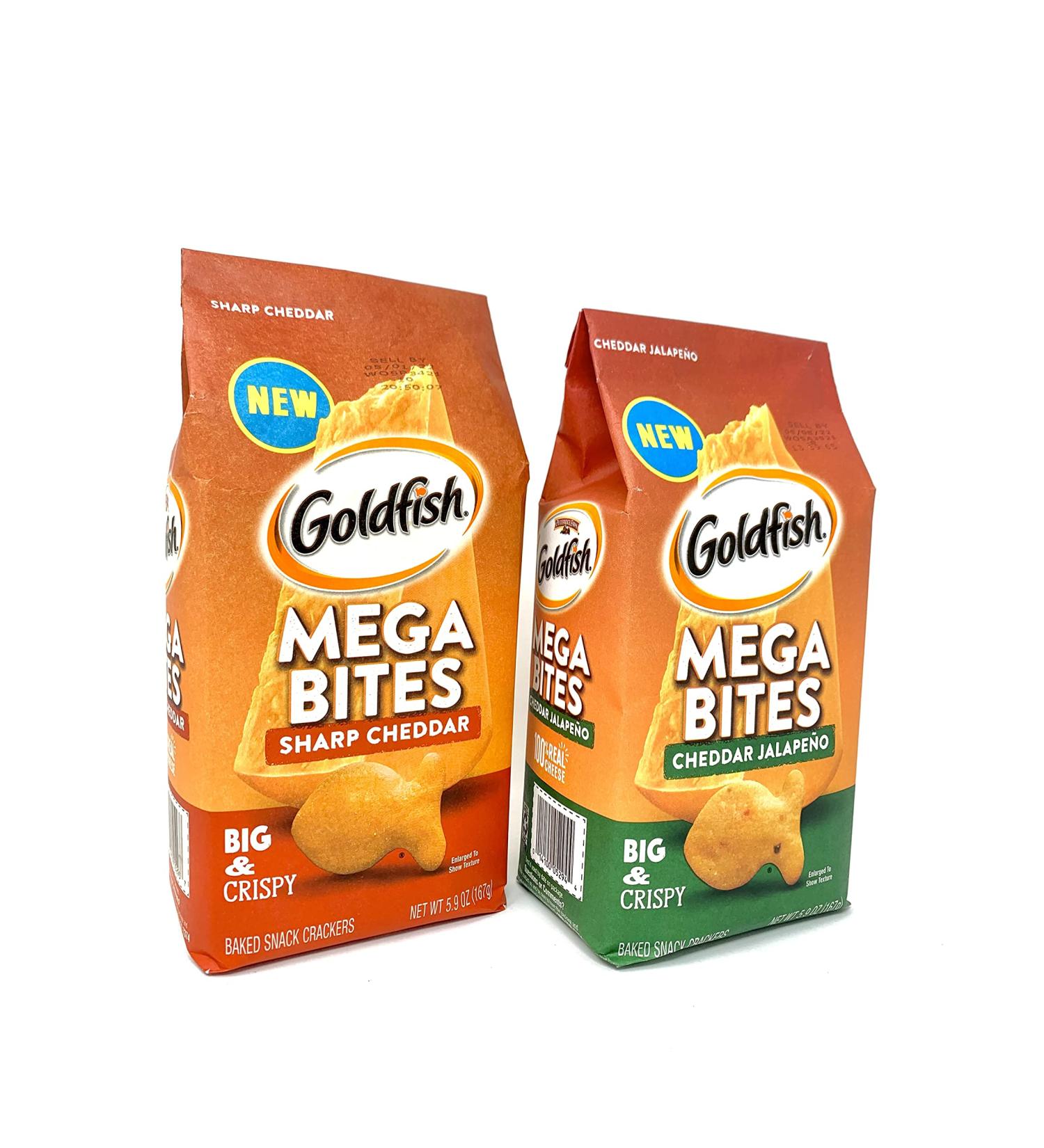 Goldfish Mega Bites Bundle - Cheddar Jalapeno & Sharp Cheddar Flavor Crackers - 2 x 5.9 oz (Pack of 2) - Buy Online on GoSupps.com
