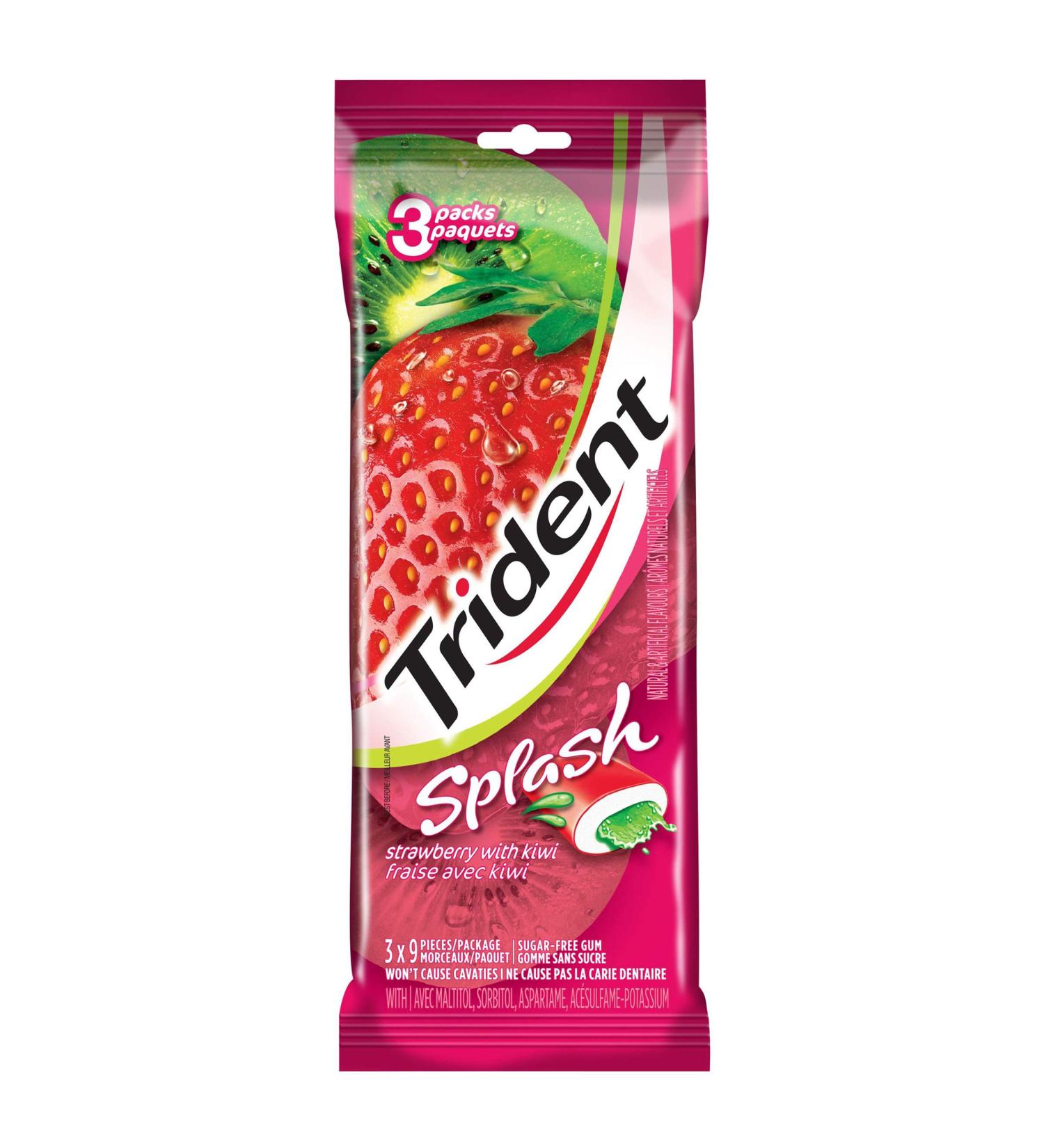 Trident Splash Sugar Free Strawberry Kiwi 3 X 9 Pellet 3 Count Strawberry Kiwi 3 count (Pack of 3) - Buy Online on GoSupps.com