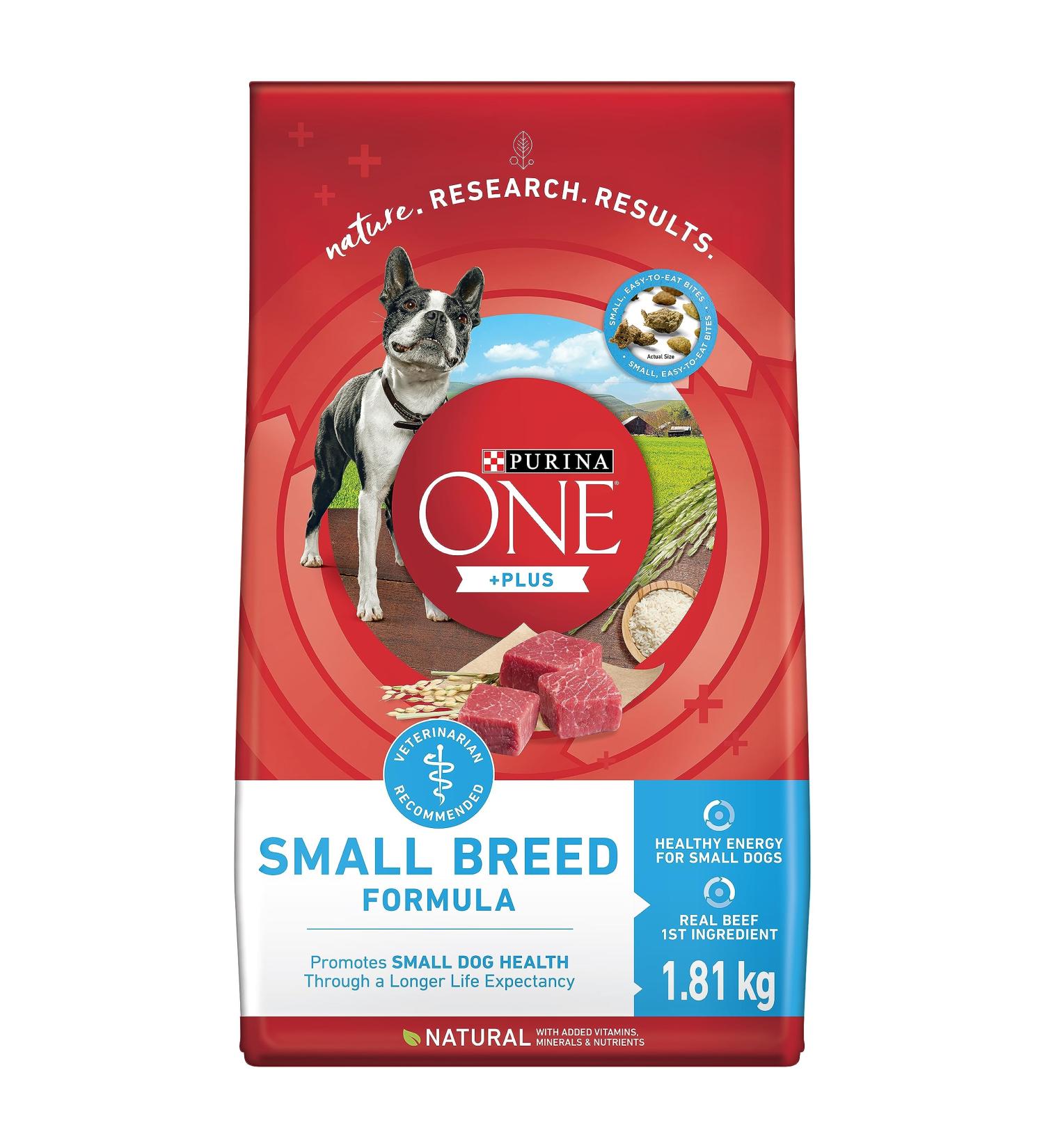 Purina ONE +Plus Small Breed Dry Dog Food with Beef - 1.81 kg Bag 1.81 kg (Pack of 1) - Buy Online on GoSupps.com