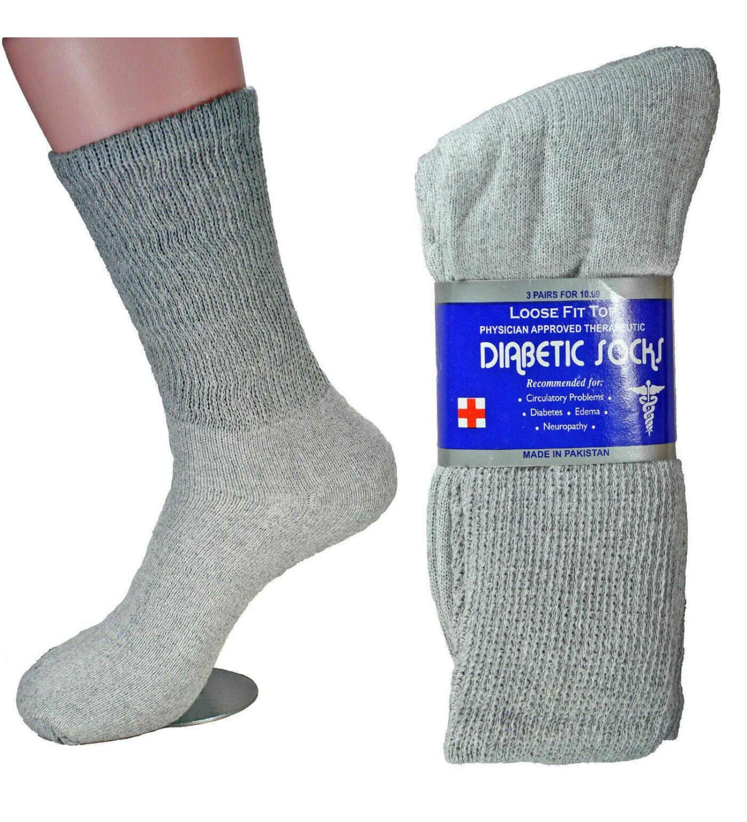 Physicians Approved Diabetic Women's Crew Socks 6 or 12-Pack Gray 12