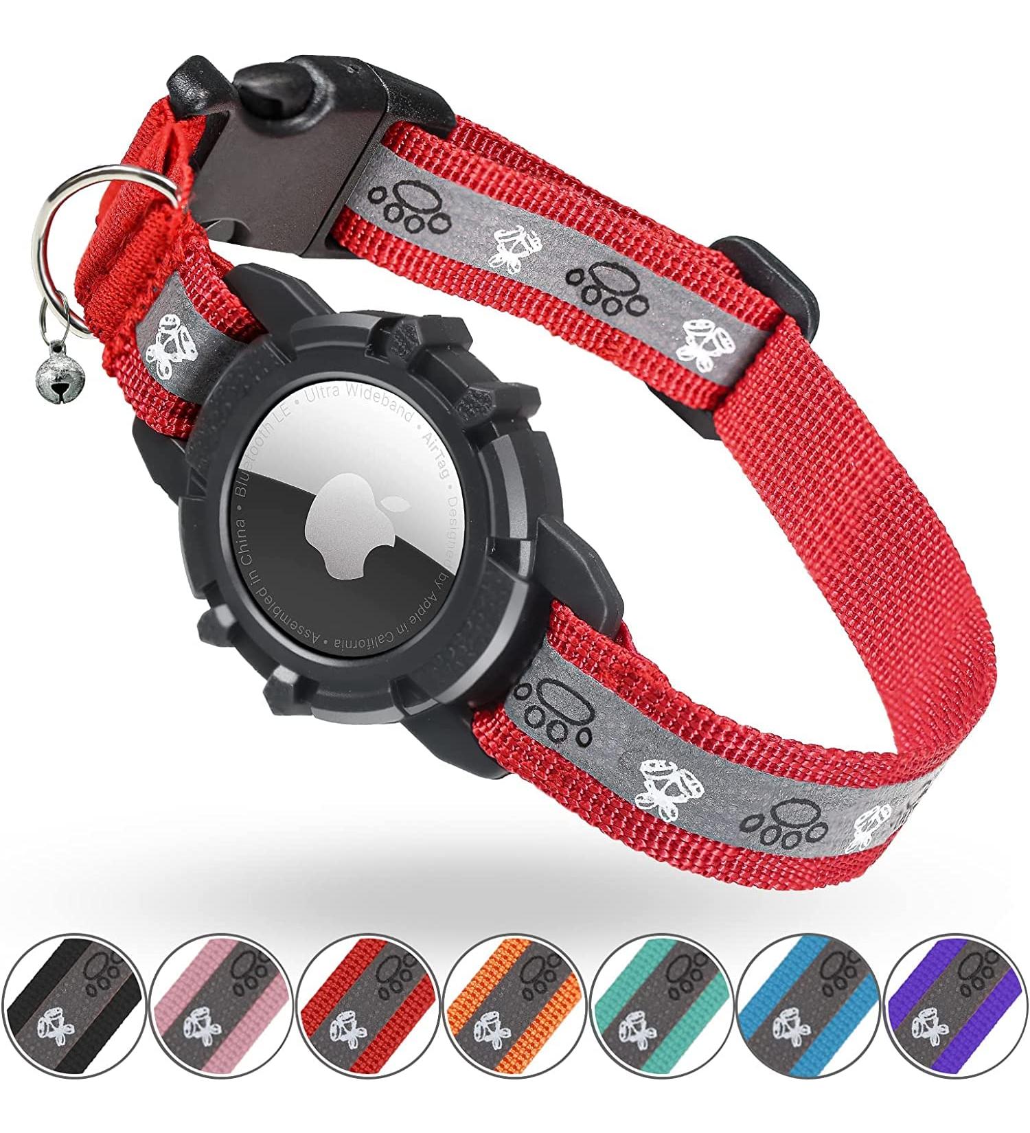 JiaraRui Reflective AirTag Cat Neck Band - Adjustable GPS Collar for Cats & Puppies | Red 9-13 inch - Buy Online on GoSupps.com