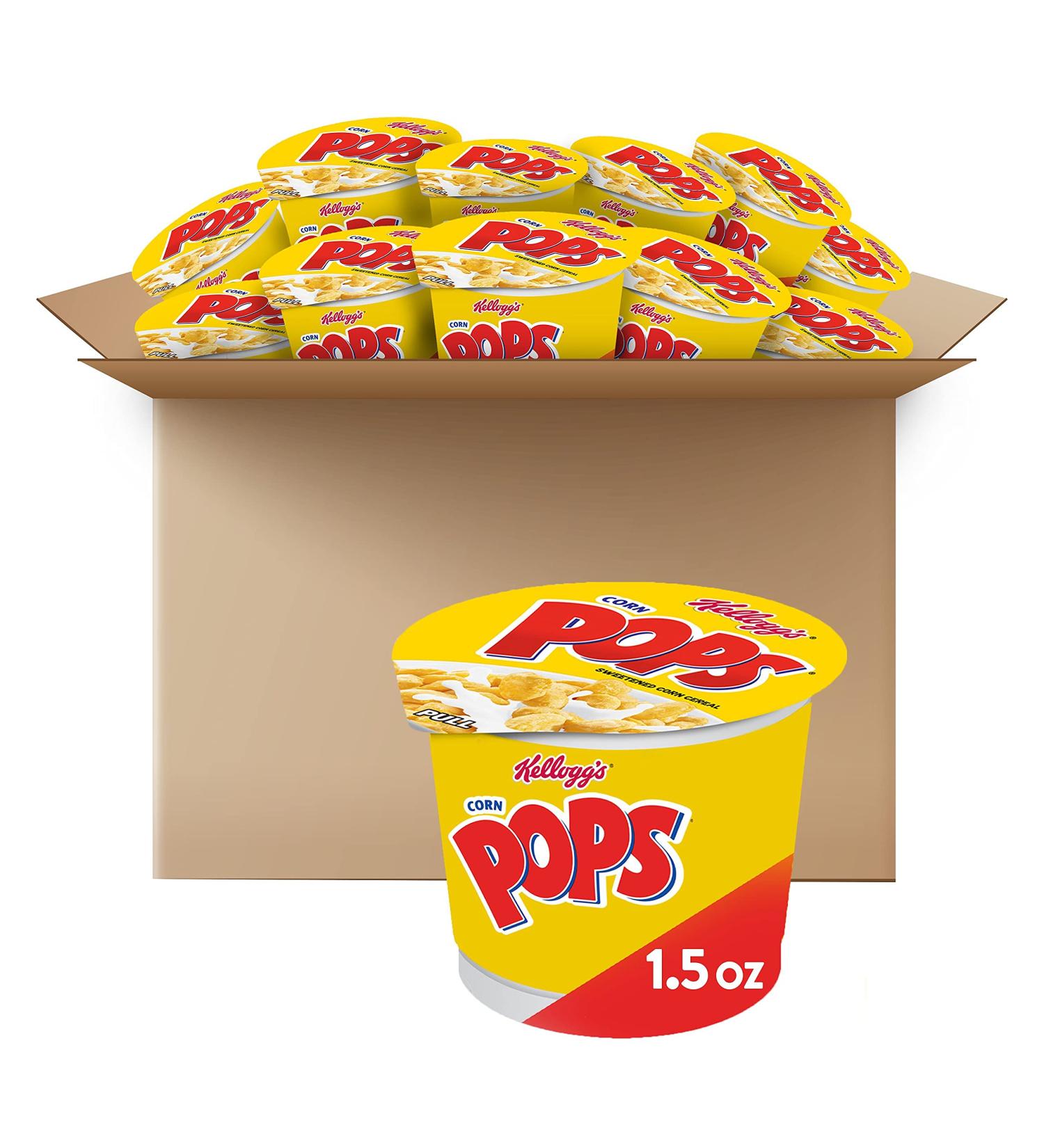 Kellogg's Corn Pops Breakfast Cereal Cups Kids Snacks Cereal Cups to Go Original 18oz Case (12 Cups) - Buy Online on GoSupps.com