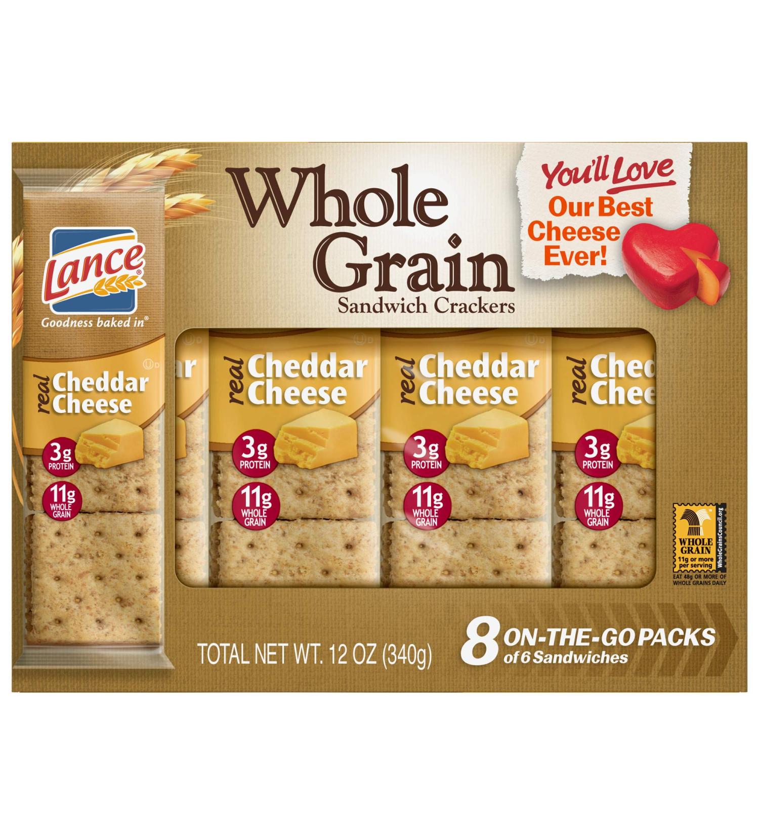 Lance Whole Grain Cheddar Cheese Crackers - 3 Boxes (24 Packs) | Delicious & Nutritious Snack Option - Buy Online on GoSupps.com