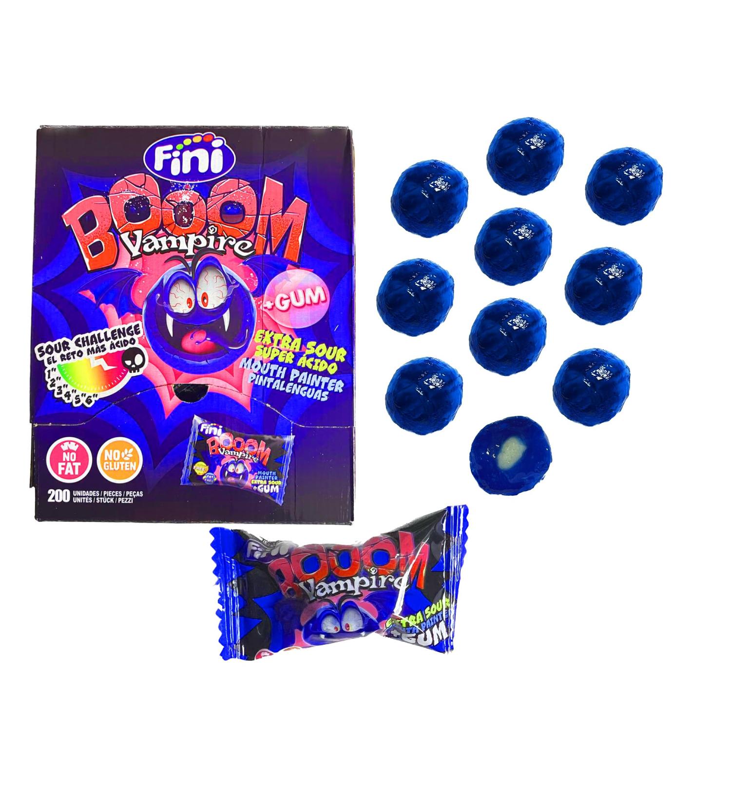 Vampire BOOM Sour Chewing Gum 10-Pack - Raspberry Filling Blue Tongue Fun - 119.80/KG - International Shipping Available! - Buy Online on GoSupps.com