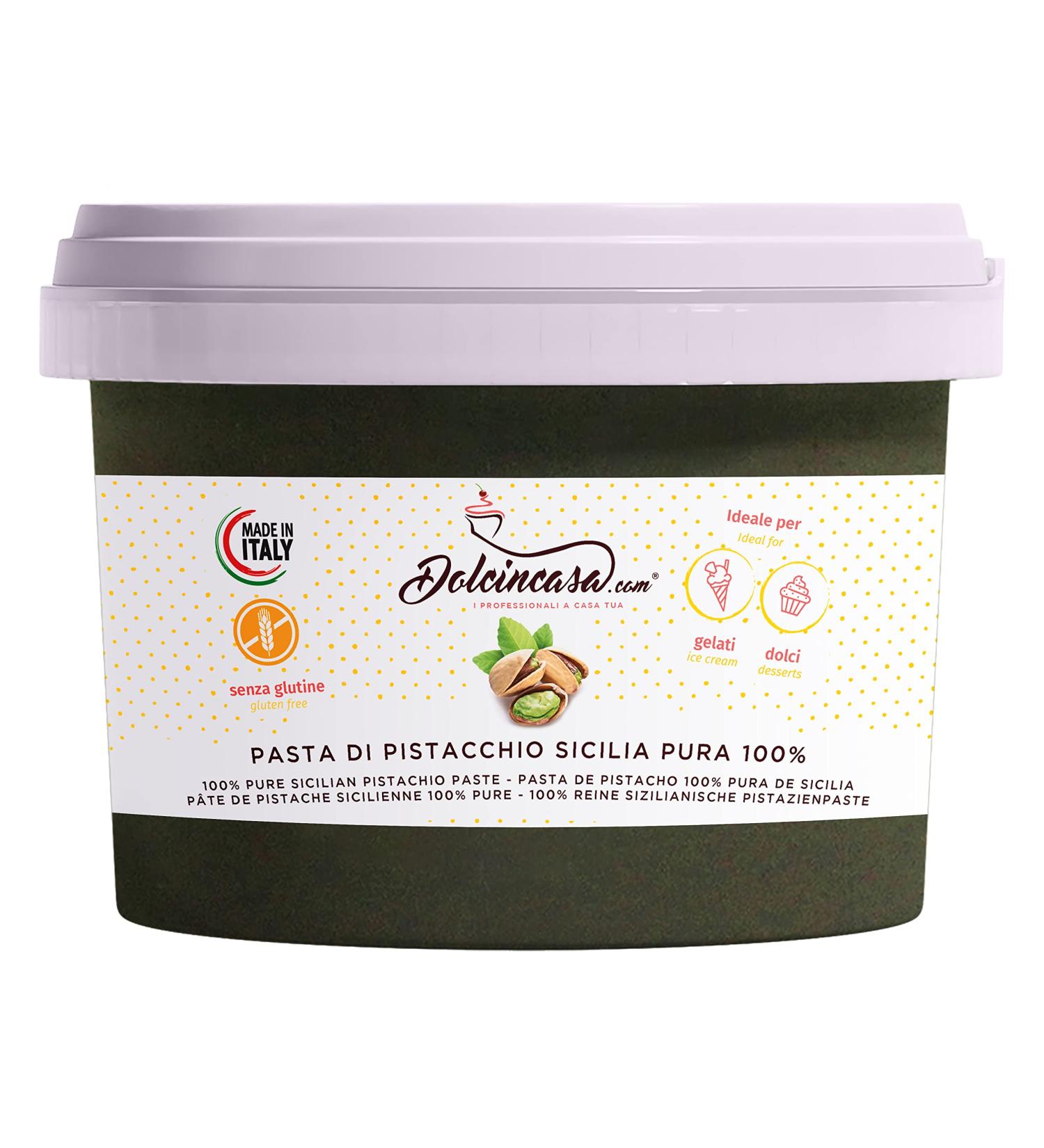 Dolcincasa-com Pure Pistachio Paste 100% Sicilian Semi-Finished Tasty and Sweet Versatile for Ice Creams and various uses - Buy Online on GoSupps.com
