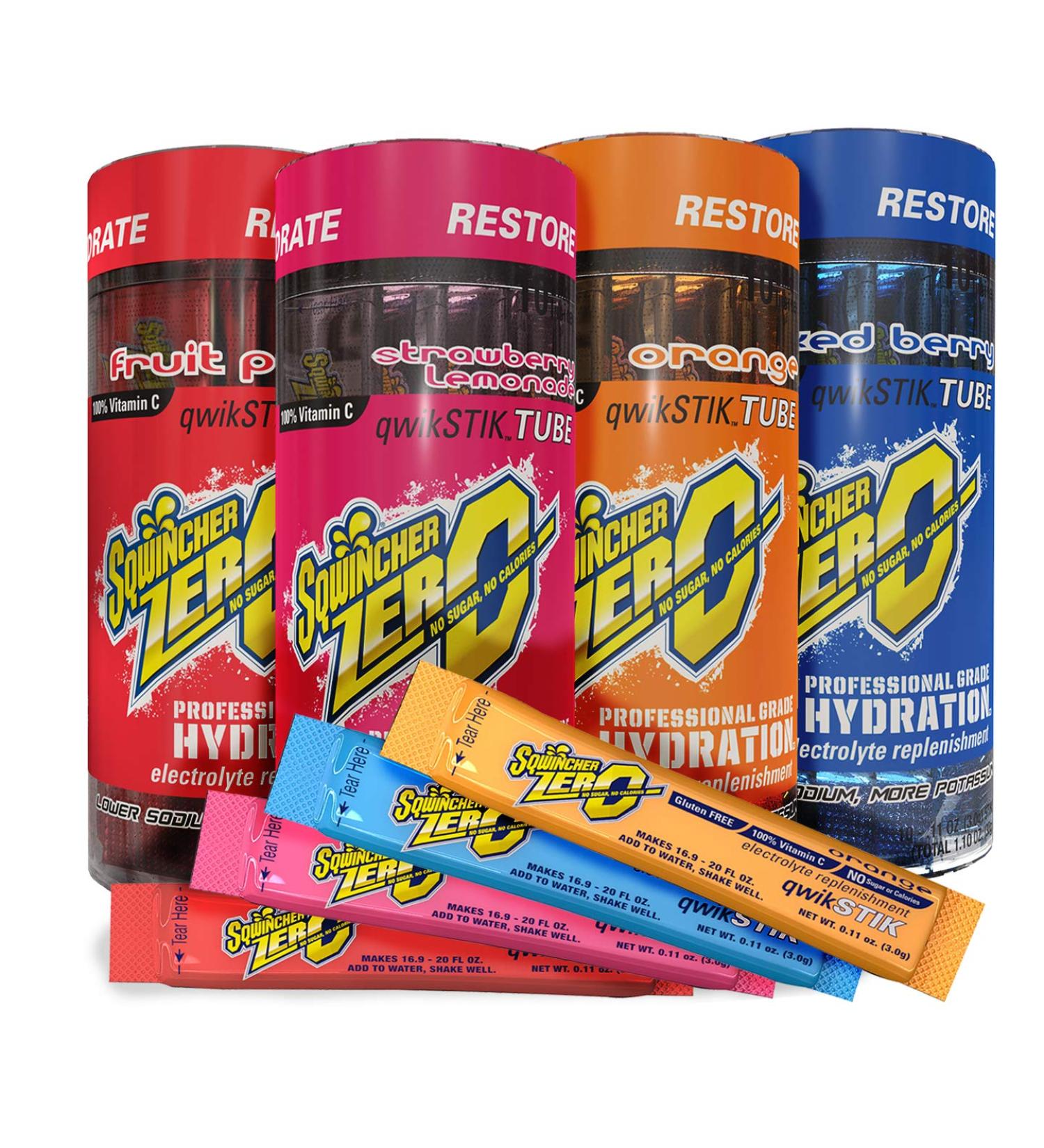Sqwincher Qwik Stik 10 Count Tubes Variety Bundle -1 Tube Each 0.11 Ounce (Pack of 40) - Buy Online on GoSupps.com