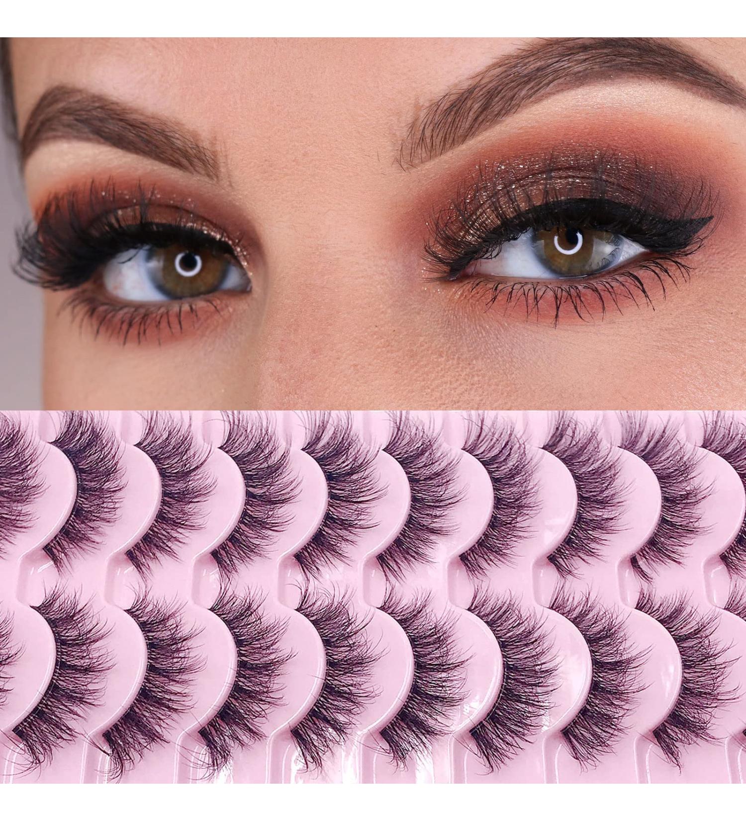 IFLOVEDEKD Handmade 3D Wispy Fake Eyelashes - 10 Pairs | Natural Look, Reusable, Short Mink Lashes with Clear Band for Fluffy Fashion Statement - Buy Online on GoSupps.com