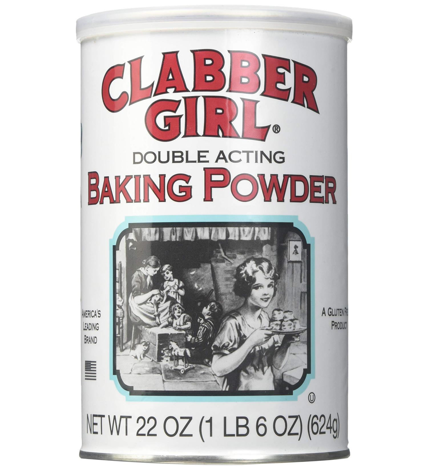 Clabber Girl Baking Powder - Gluten Free Vegan Vegetarian Double Acting - 22 Oz Resealable Can | Kosher & Halal Certified - Buy Online on GoSupps.com