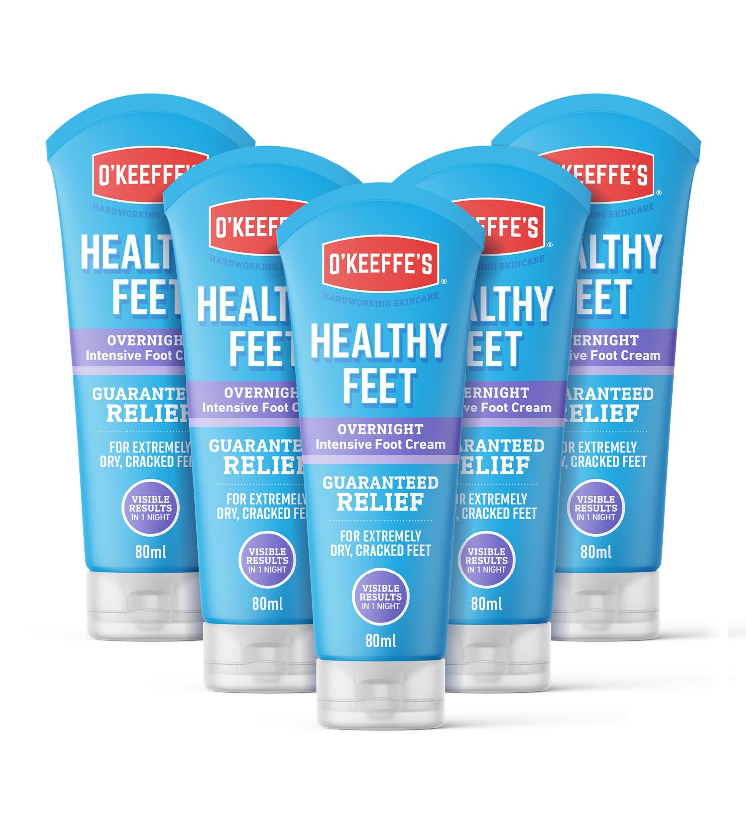 O Keeffe s Healthy Feet Overnight 5 x 80ml Tubes Intensive Foot Cream for Extremely Dry Cracked Feet | Visible Results in 1 Night 5 Count (Pack of 1) - Buy Online on GoSupps.com