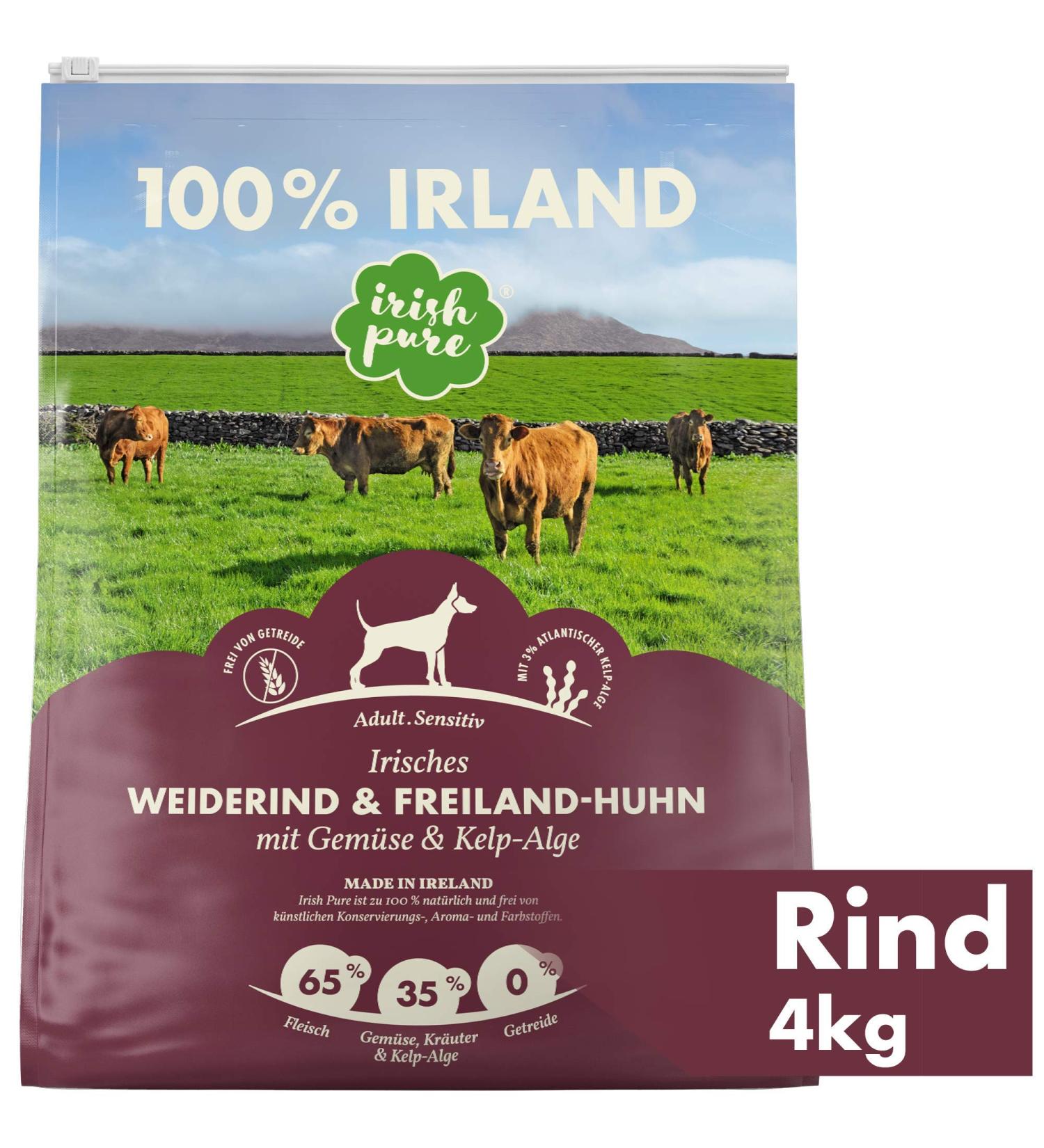 Irish Pure Dry Dog Food 4kg | Beef & Chicken | High Meat Cereal-Free | Sensitive Formula for All Breeds - Buy Online on GoSupps.com