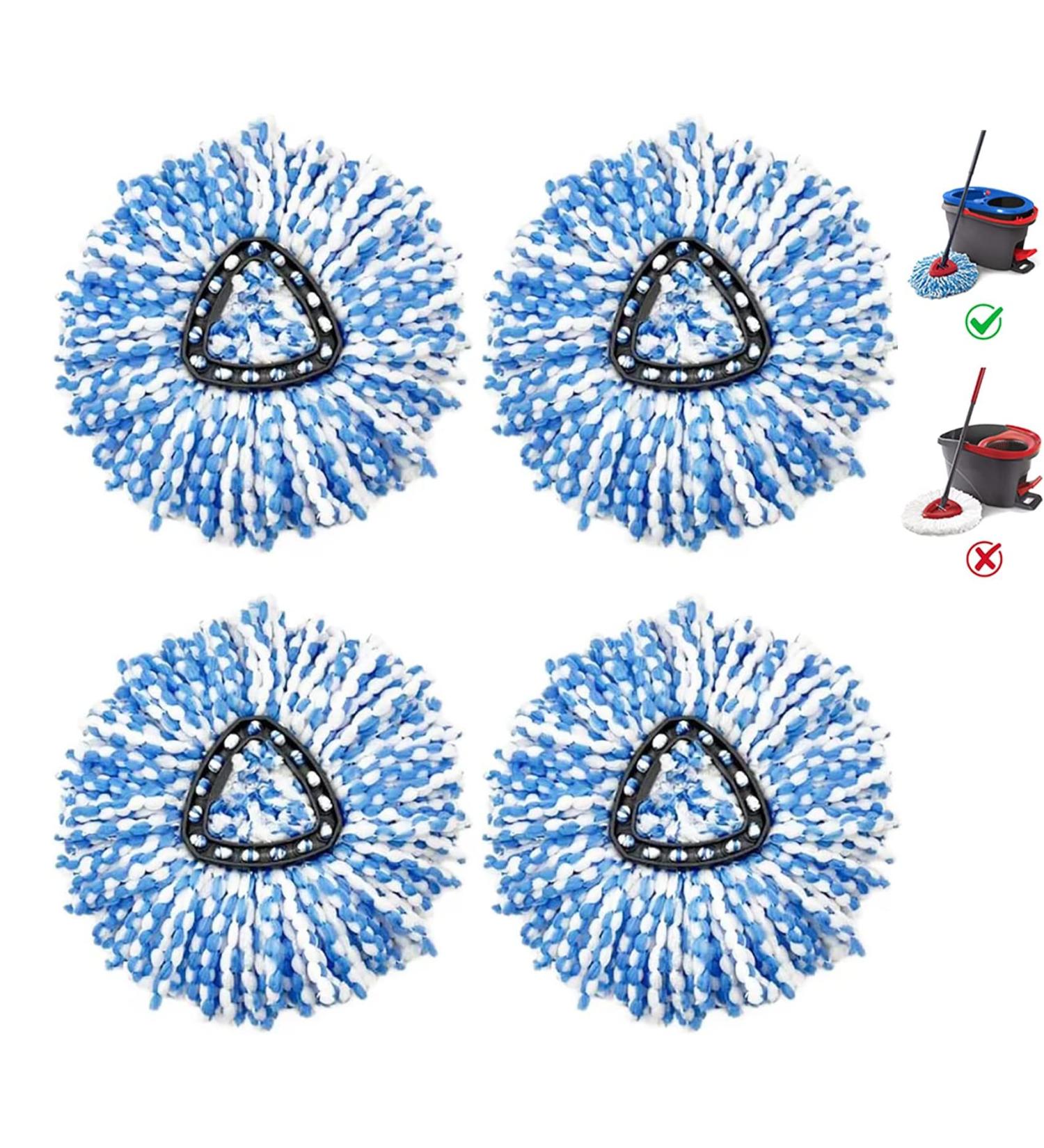 4 Pack Blue Rinse Clean Spin Mop Replacement Heads - 100% Microfiber, Deep Cleaning Refills for EasyWring Mop System - Buy Online on GoSupps.com