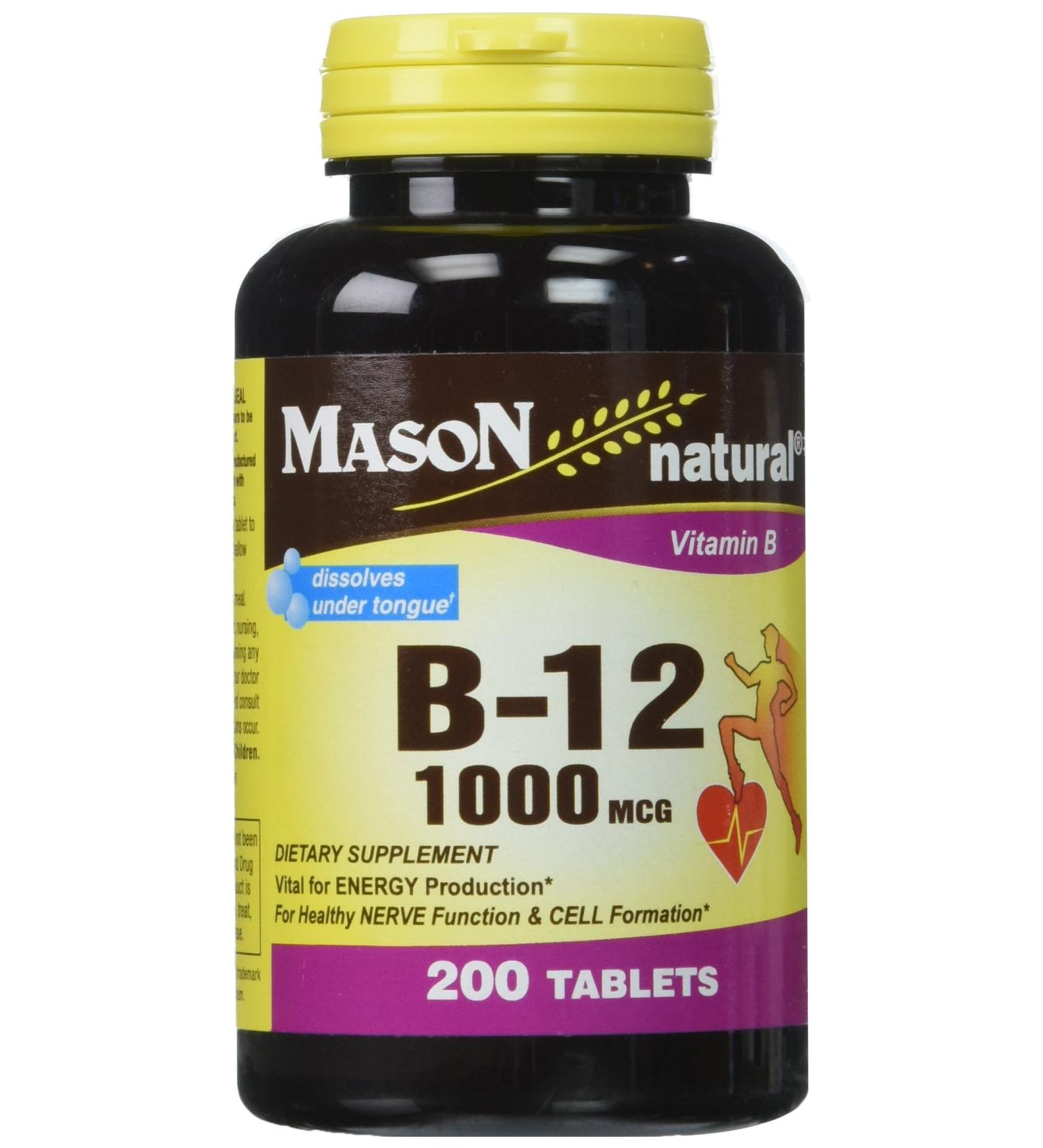 Mason Vitamins B12 1000mcg Sublingual Tablets - 200 Count - Buy Online on GoSupps.com