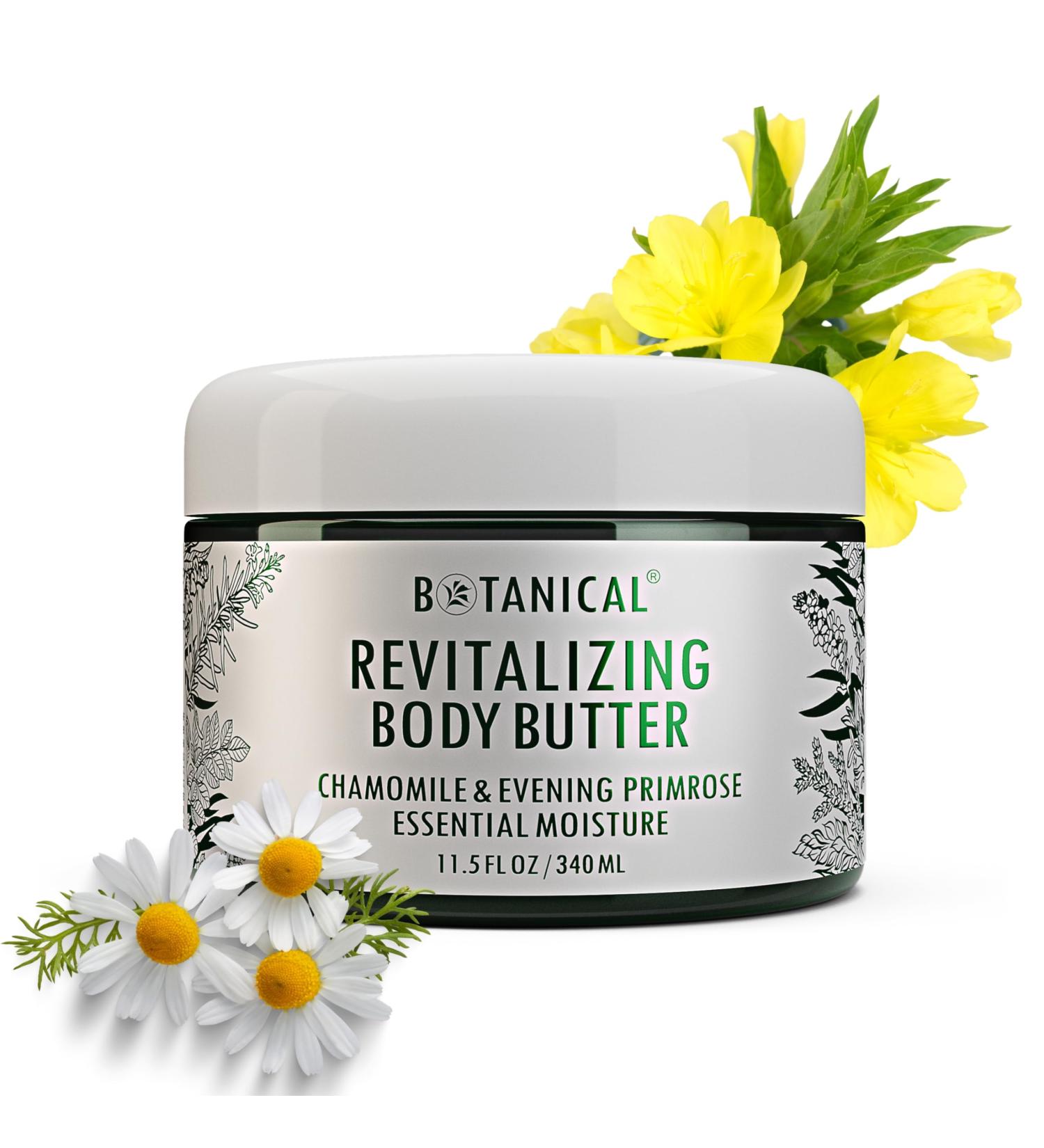 Botanical Revitalizing Body Butter | Organic Evening Primrose & Chamomile | Natural Skincare | 11.5 fl oz (340 ml - Buy Online on GoSupps.com