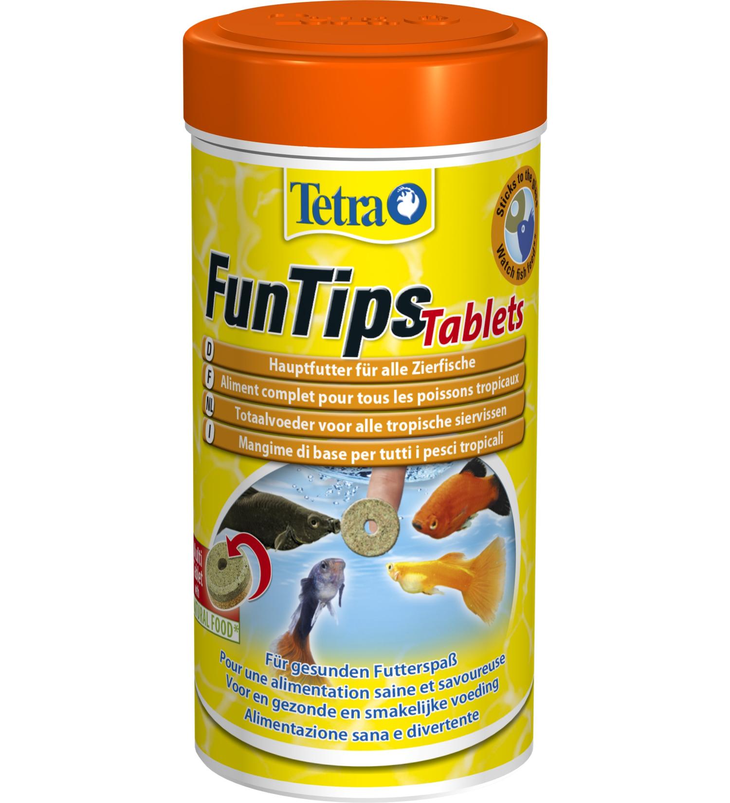 Tetra FunTips Tablets - Natural Fish Feed for Aquariums | 300 Optimal Feeding Tablets (115g Pack) - Buy Online on GoSupps.com