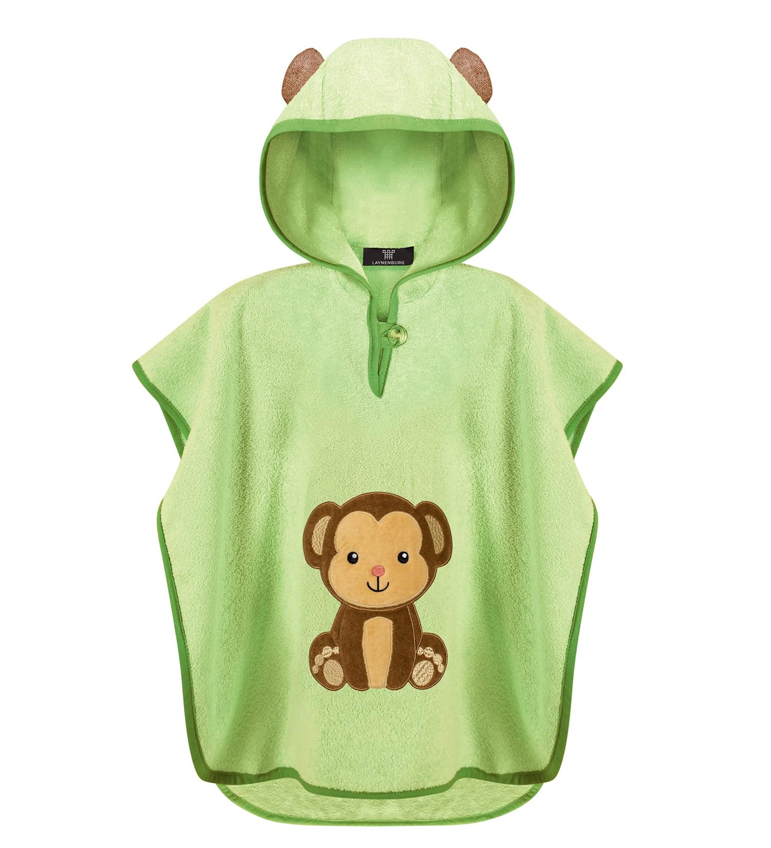 Laynenburg Premium Cotton Hooded Bathing Poncho for Kids | Oeko Tex Certified | Green Monkey Design for Ages 1-3 - Buy Online on GoSupps.com