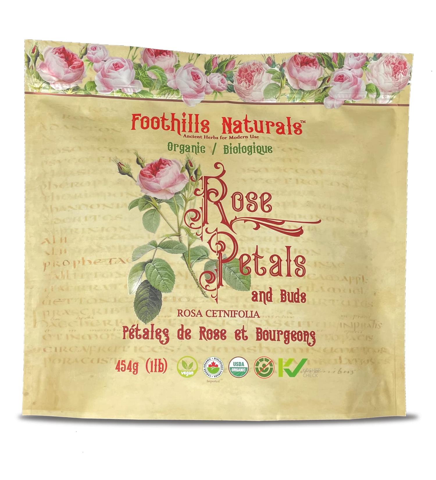 Foothills Naturals Rose Petals and Buds Organic - 454g / 1 Pound For Skin Tonics Tea 200 + Servings - Buy Online on GoSupps.com