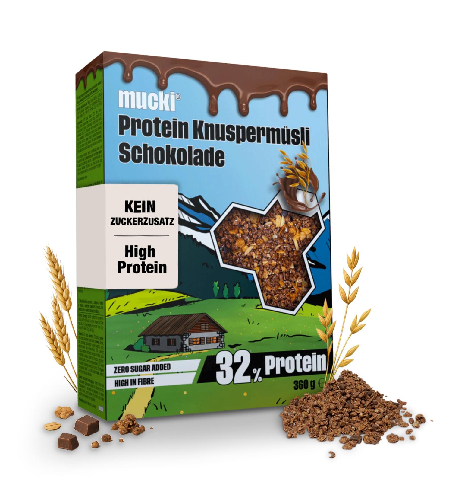  ANOVONA MEDSUPPS Mucki Protein Crunchy Chocolate Muesli 360g High-quality sugar-free protein granola Rich chocolate granola - Buy Online on GoSupps.com