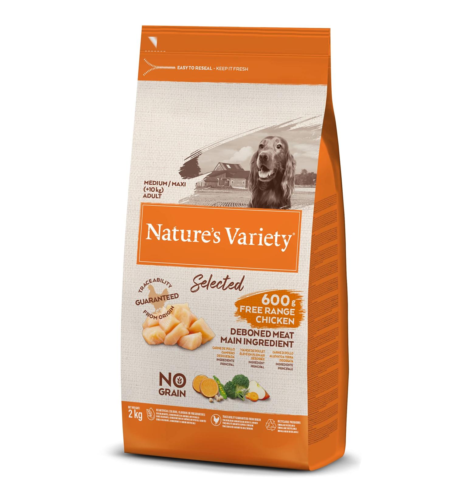 Nature's Variety Selected - Dry Dog Food for Medium and Large Breed Adult Dogs - Grain Free - with Deboned Free-Range Chicken - 2kg - Buy Online on GoSupps.com