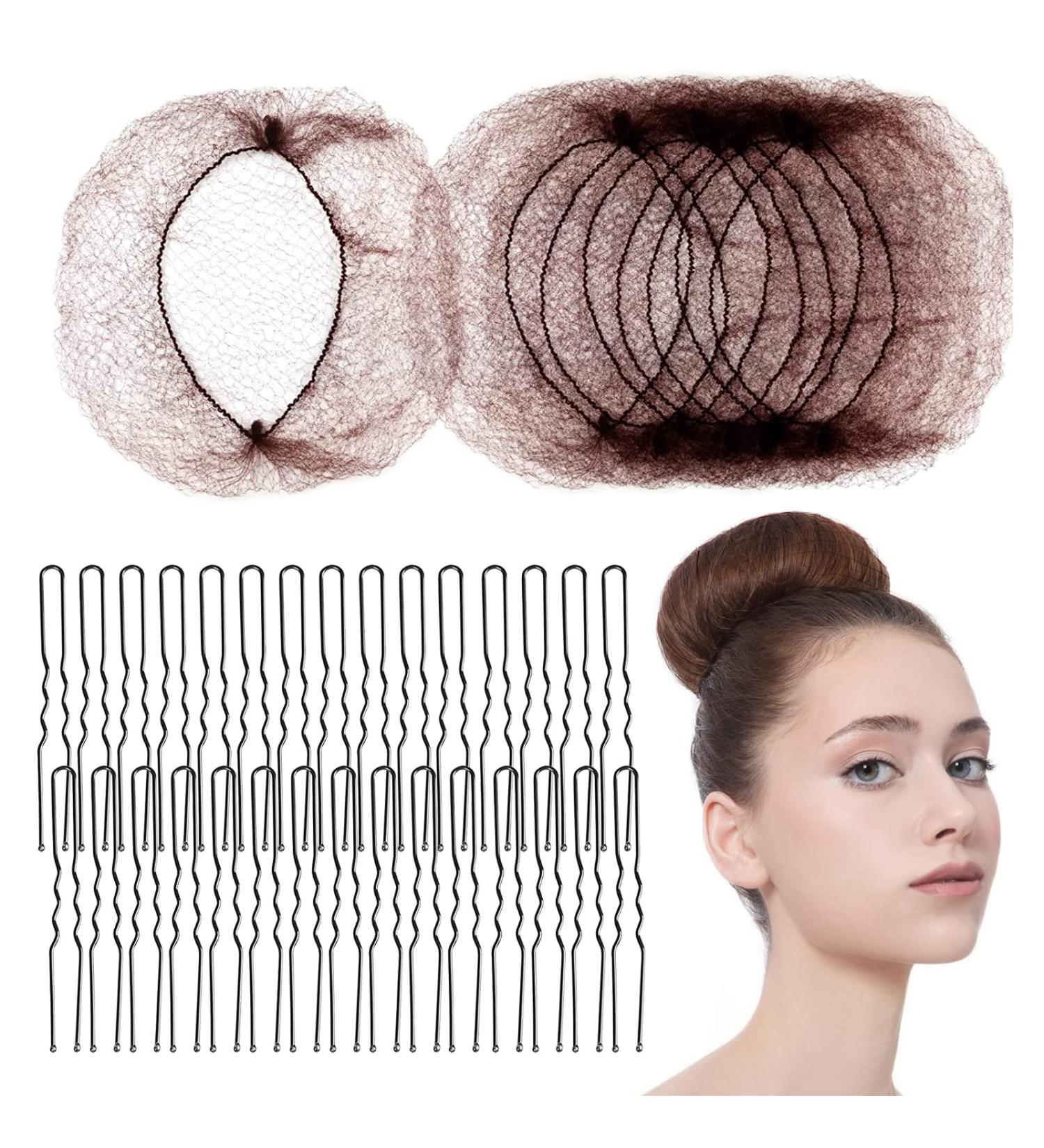 50 Pcs Invisible Hair Nets for Buns - 20 Inches Elastic Edge Mesh Bun Set with Bobby Pins - Hair Donuts for Ballet & Kitchen - Brown - Buy Online on GoSupps.com