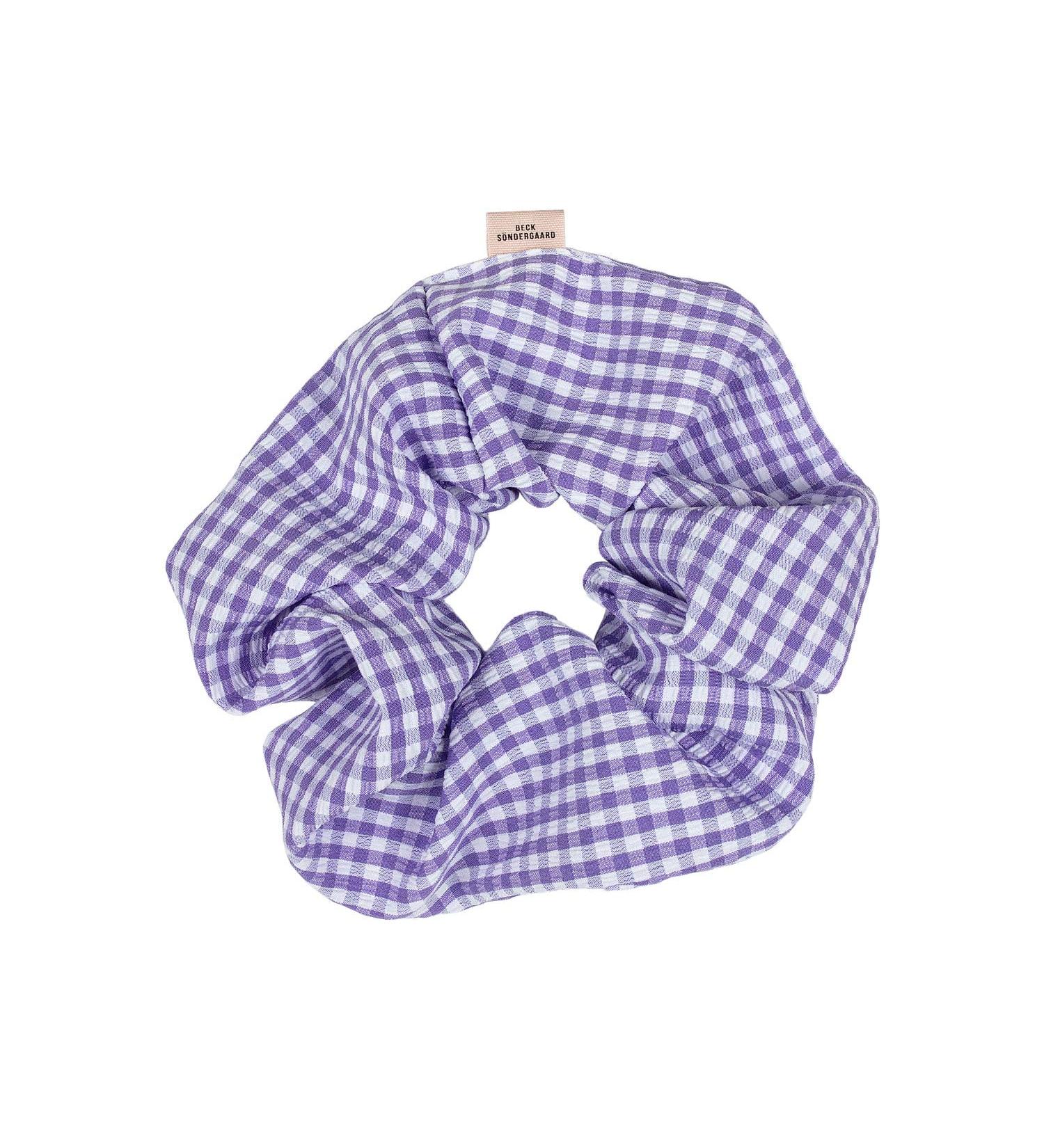 Becks ndergaard Cosette Scrunchie - Purple/White Checked Hair Tie for Women | 100% Polyamide | Lavender Crystal | One Size - Buy Online on GoSupps.com