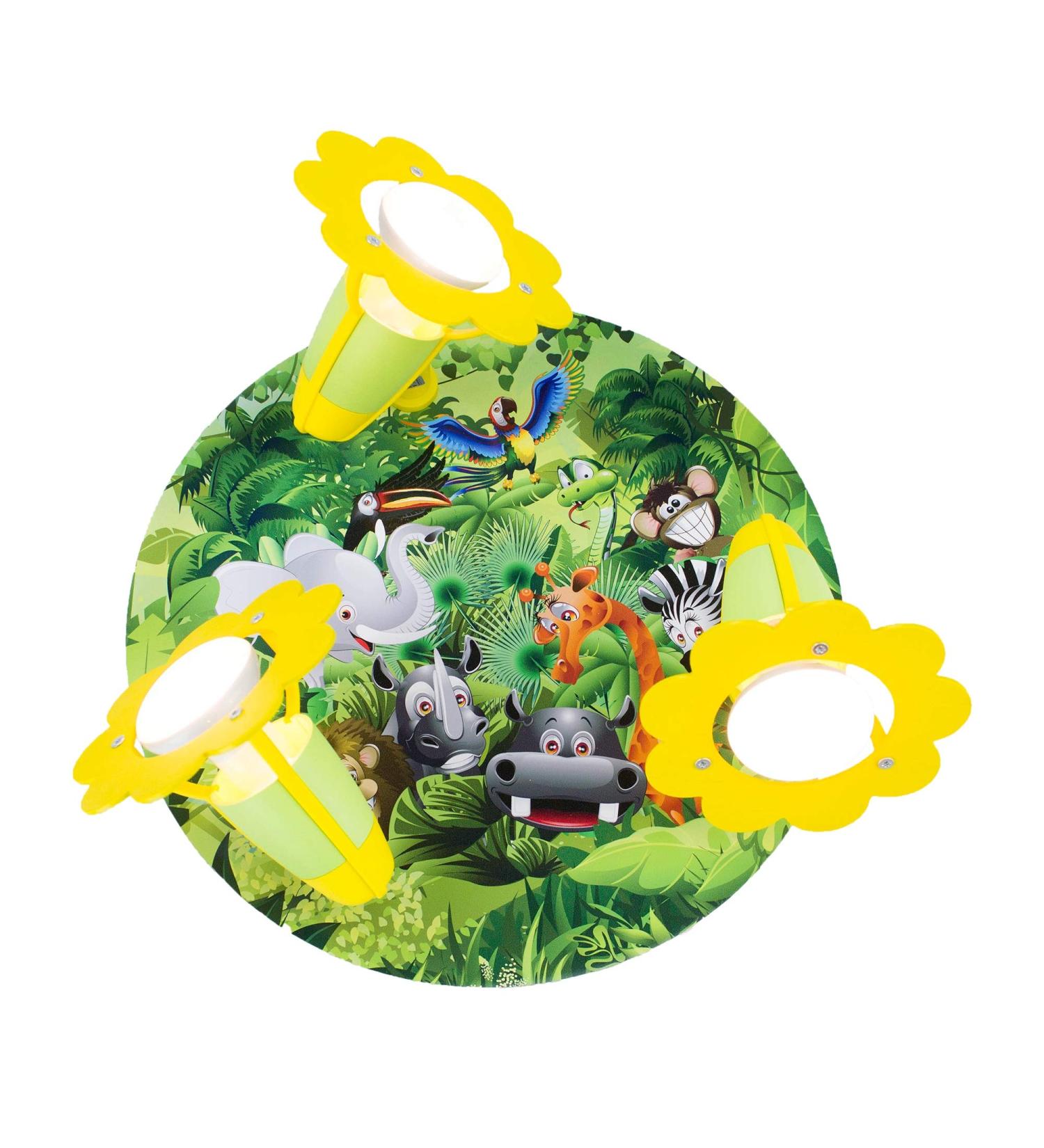 Elobra Children's Room Lamp - Jungle Animals Rondell | Sweet Green Ceiling Light for Kids | Real Wood | 29x29x19 cm - Buy Online on GoSupps.com