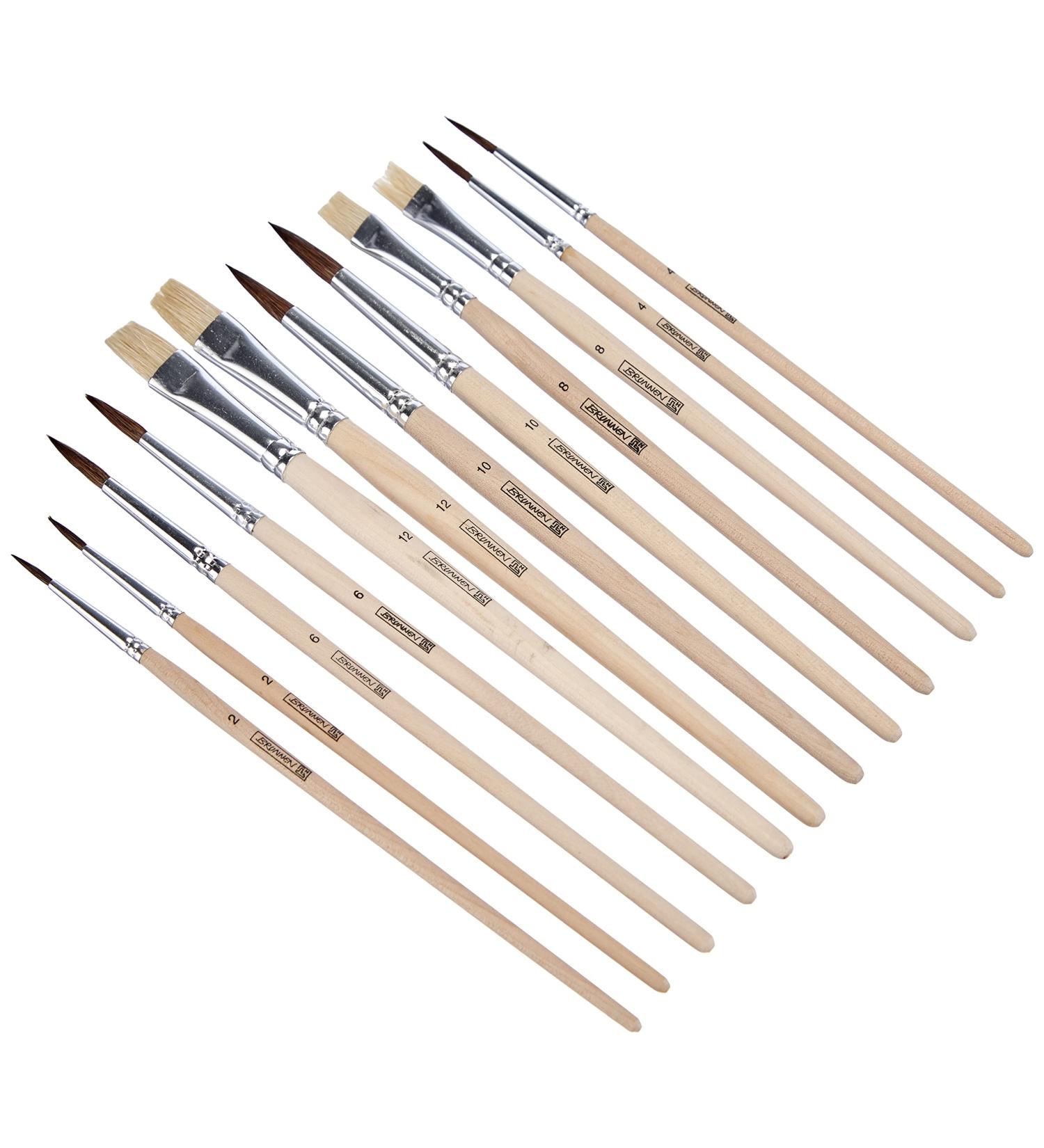 Brunnen 1048929 Set of school brushes (12 pieces natural hair) 1 L - Buy Online on GoSupps.com