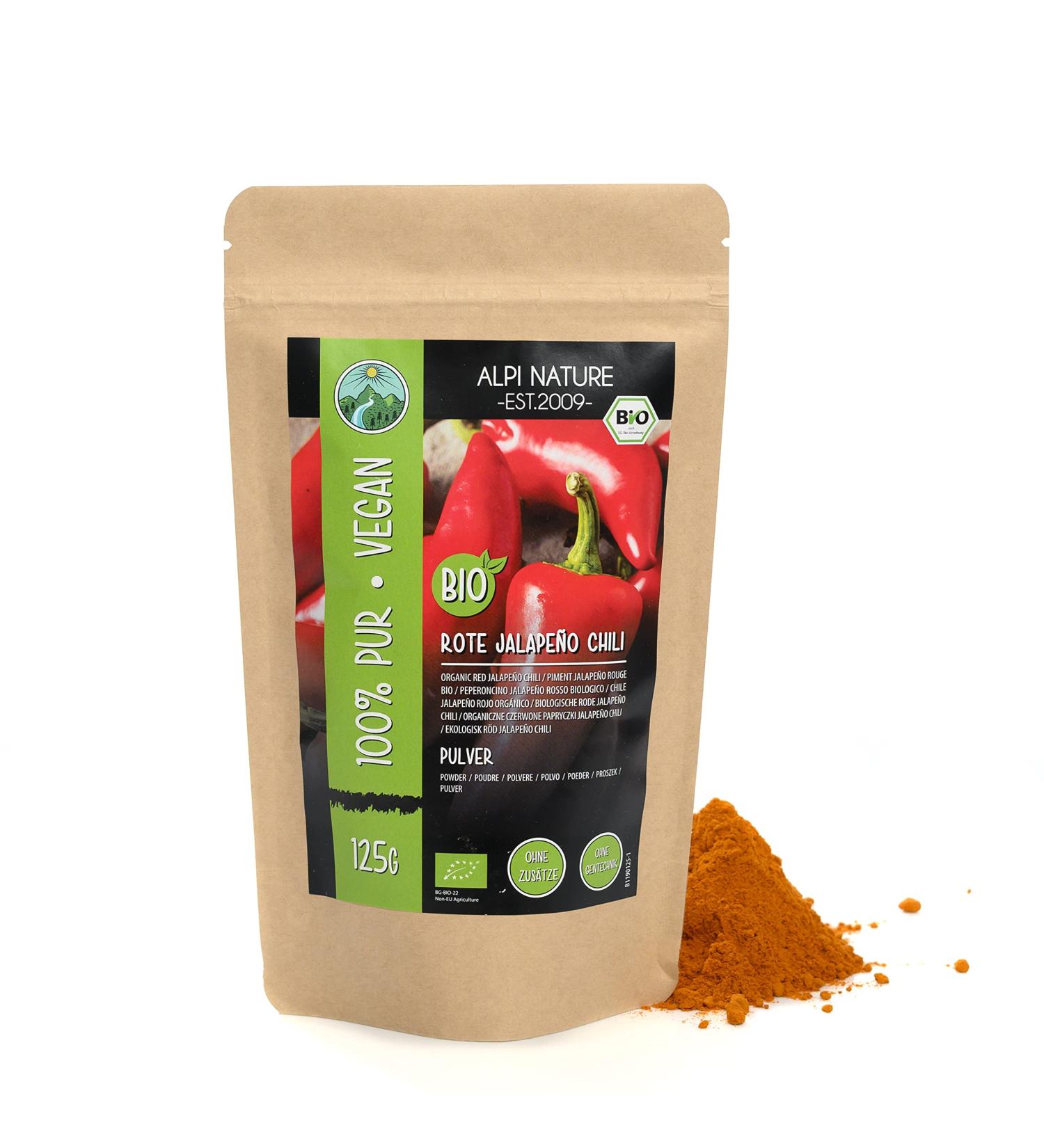 Organic Jalapeno Chili Powder 125g | 100% Pure & Natural | Ground from Controlled Organic Cultivation - Buy Online on GoSupps.com