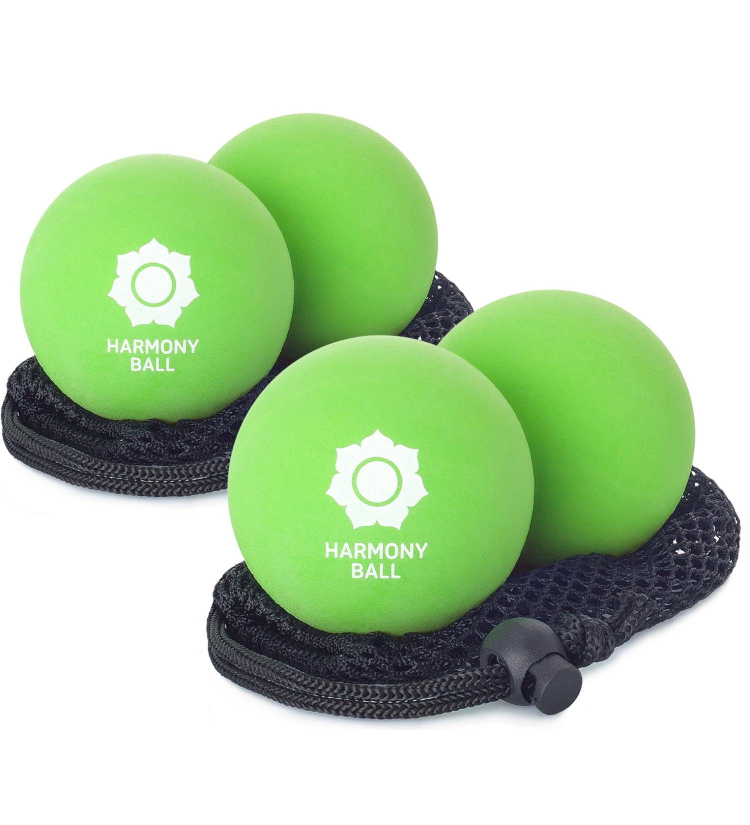 Natural Rubber Massage Balls Set - 2 x 6.3 cm Green for Fascia & Self-Massage - Ideal for Relaxation and Recovery - Buy Online on GoSupps.com