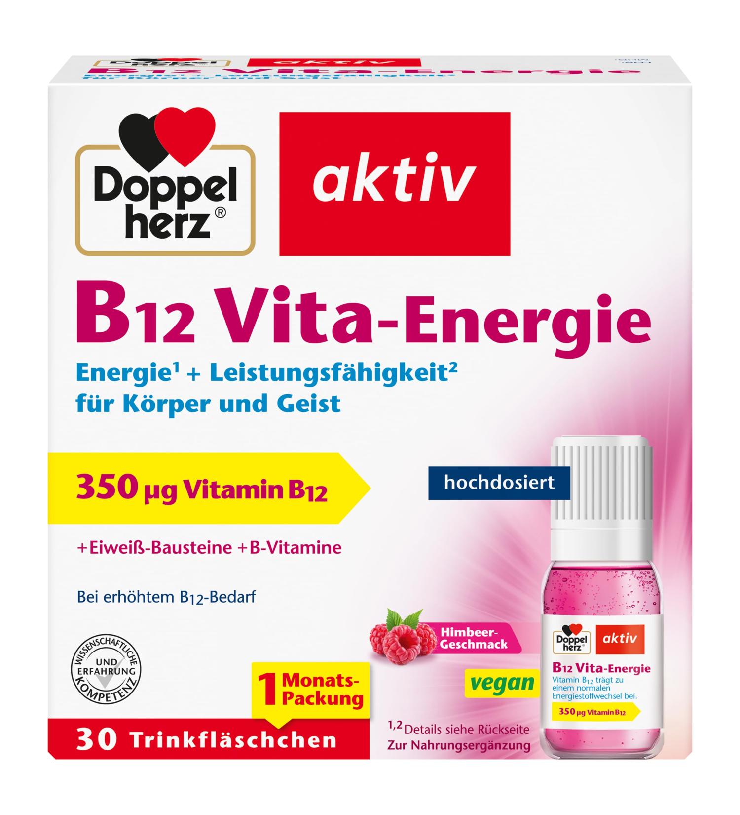 Doppelherz B12 Vita-Energie - High-Dose Vegan Vitamin B12 (350 g) - 30 Ampoules for Energy & Health - Buy Online on GoSupps.com