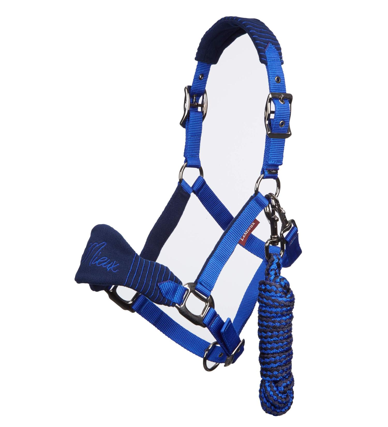 LeMieux Vogue Fleece Headcollar and Leadrope Halter Pony Navy / Royal Blue