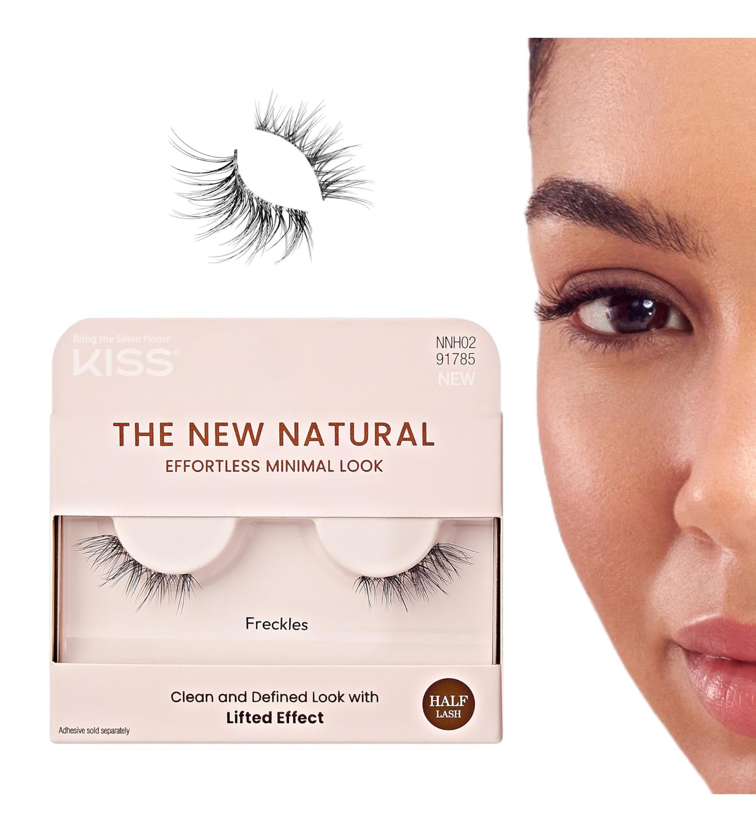 KISS The New Natural False Eyelashes - 12mm Contact Lens Friendly Easy to Apply & Reusable Strip Lashes for Perfect Freckles - Buy Online on GoSupps.com