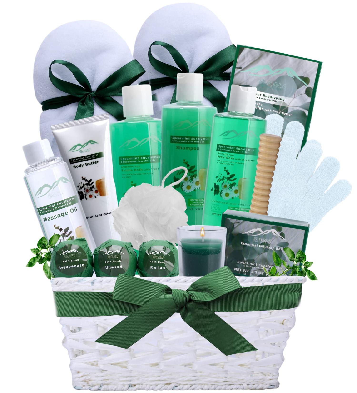 Spearmint Eucalyptus XL Bath & Body Spa Gift Basket - Natural & Sulfate Free Aromatherapy Set for Men & Women - Buy Online on GoSupps.com