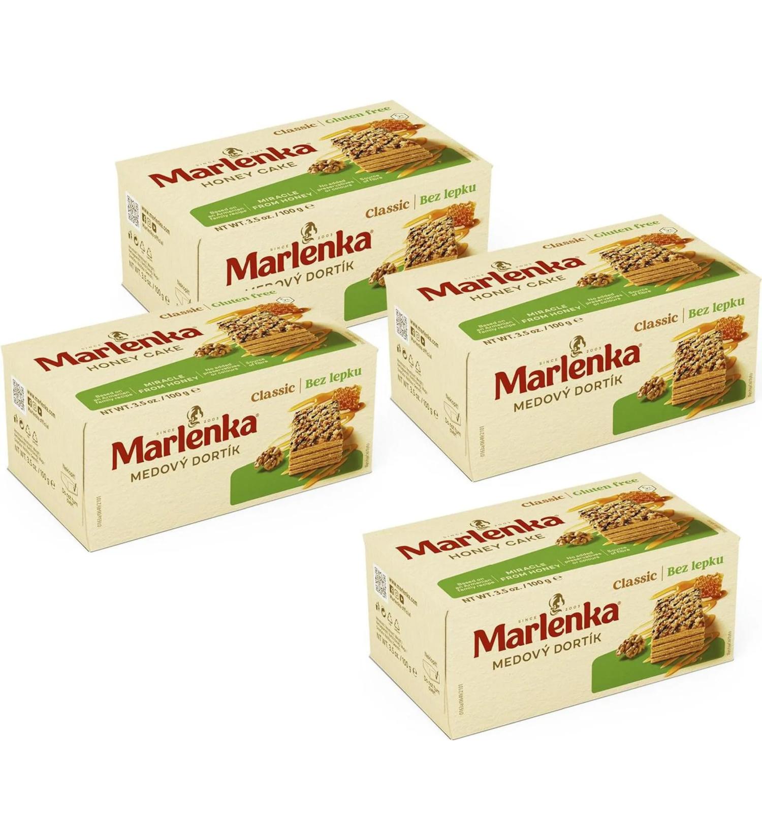 MARLENKA 3+1 Value Pack Glutenfree Honey Pastries with Walnuts Honey Cake Glutenfree Pastry Walnut Cake 4 x 100 g CLASSICAL Glutenfree - Buy Online on GoSupps.com