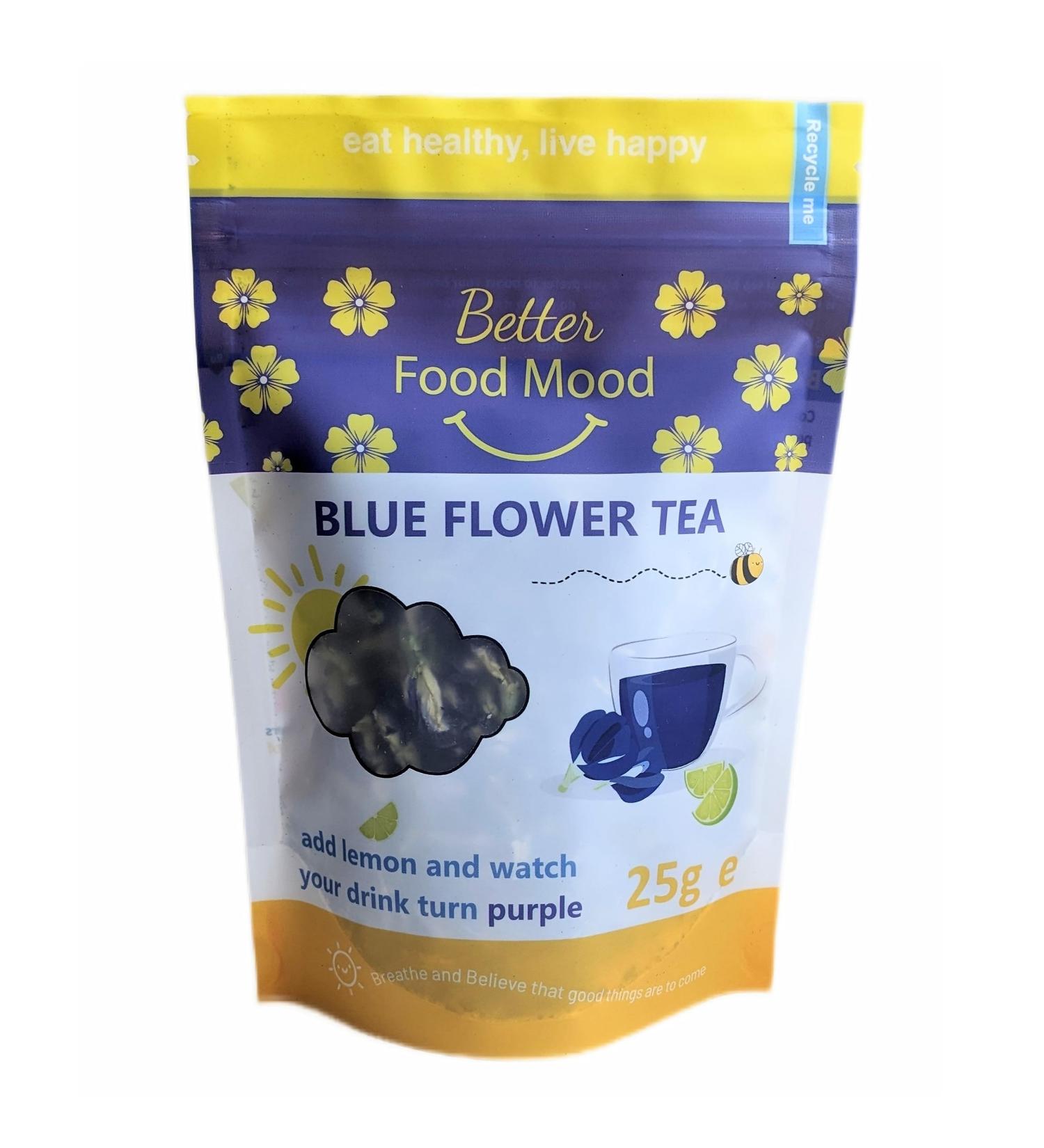 Better Food Mood Premium Blue Tea 25g - Natural Blue & Purple Changing Flower Tea for Cocktails & Lattes | Rich in Antioxidants | No Artificial Colors - Buy Online on GoSupps.com