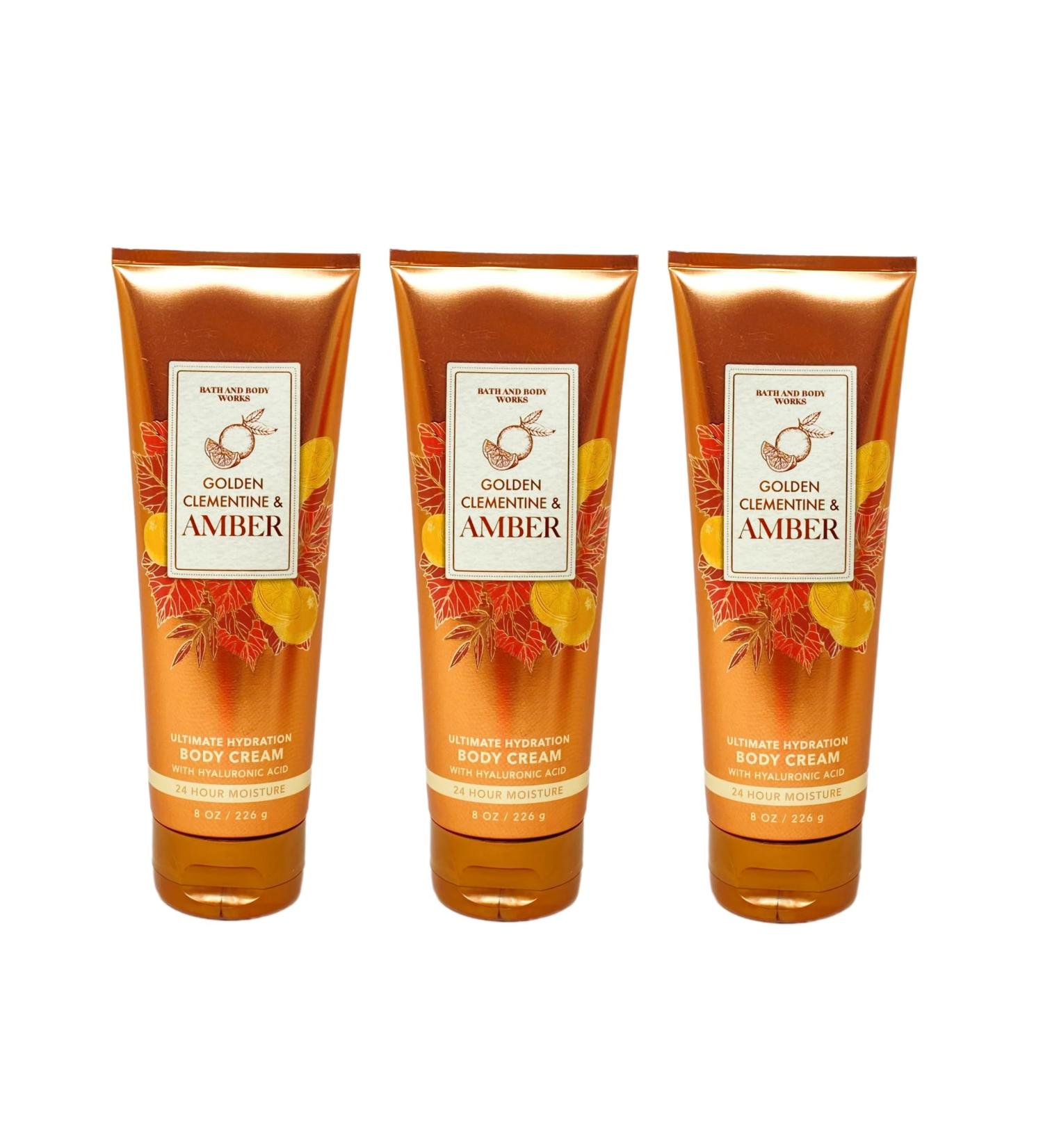 Bath & Body Works Golden Clementine & Amber Ultimate Hydration Body Cream 3 Piece Value Pack - 8 oz / 226 g each