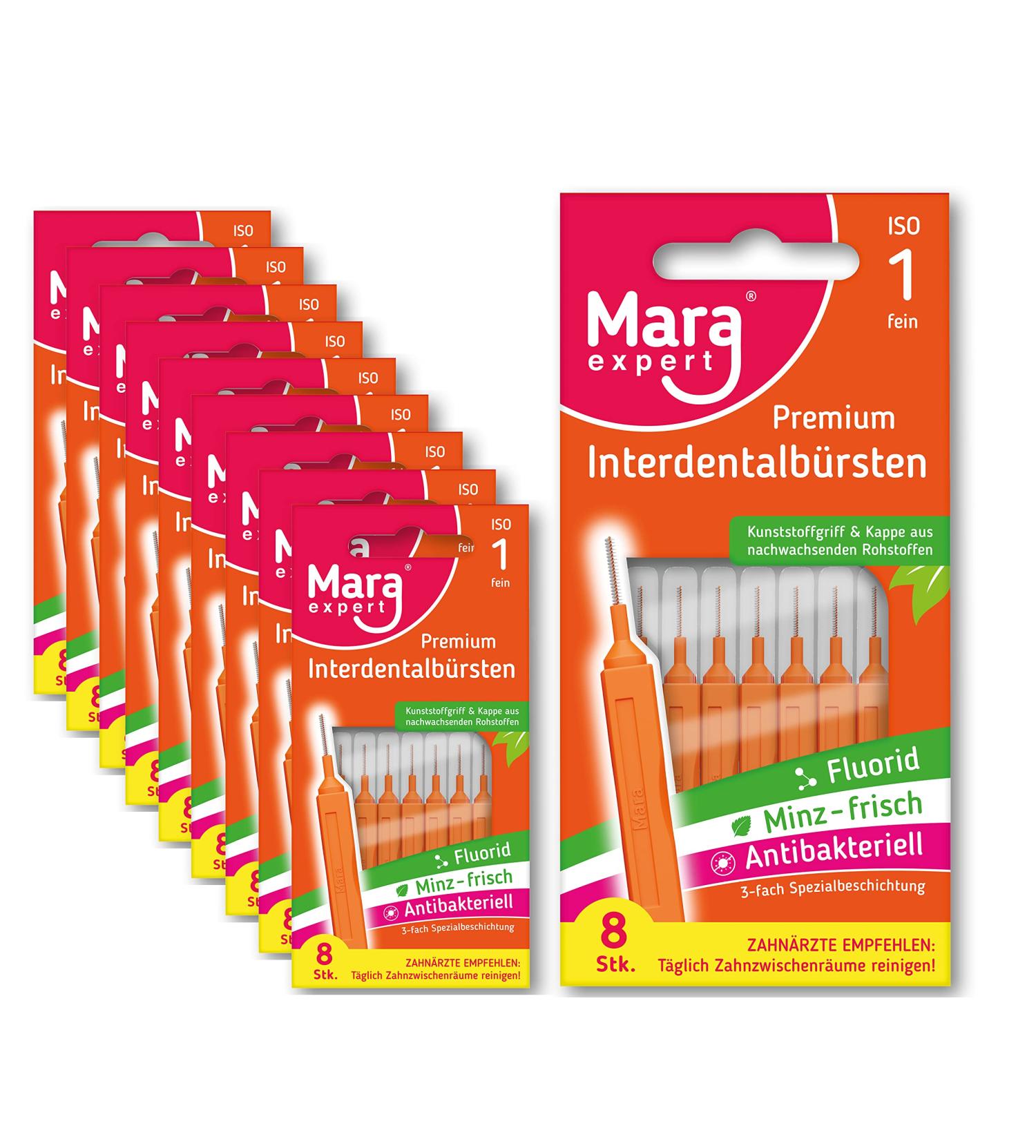 Interdental brushes ISO 1 - interdental brushes for the tooth cleaning between spaces - dental brushes dental care - interdental brushes - brushes for interdental spaces by Mara Expert (80 pieces)