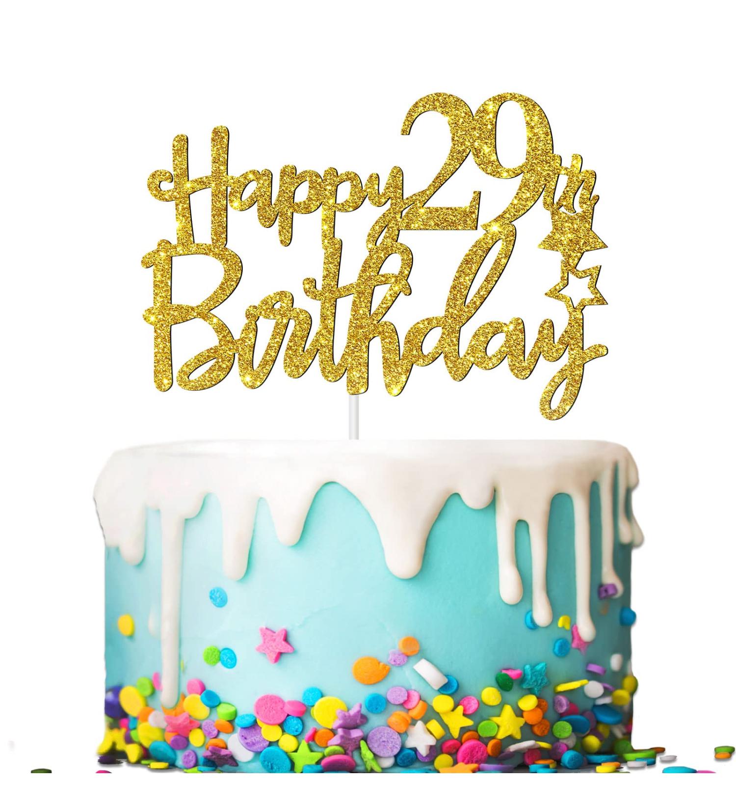 Tenhaisi Gilttery Gold Happy 29th Birthday Cake Topper Cheers to 29 Birthday Party Decoration Birthday Party Decoration - Buy Online on GoSupps.com