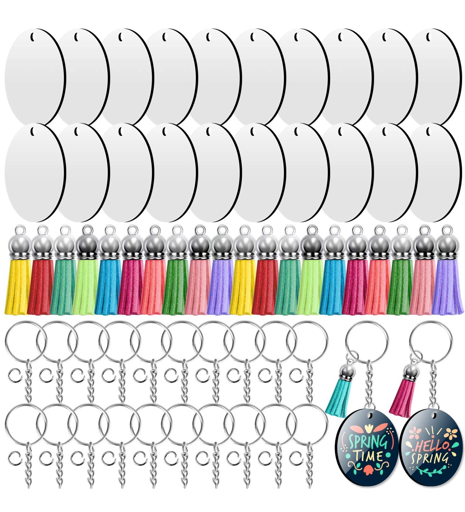 80 PCS Sublimation Blanks Keychains & Coasters Kit for DIY Art Crafts - Round Double-Sided Heat Transfer Key Chains & Tassels Set - Buy Online on GoSupps.com