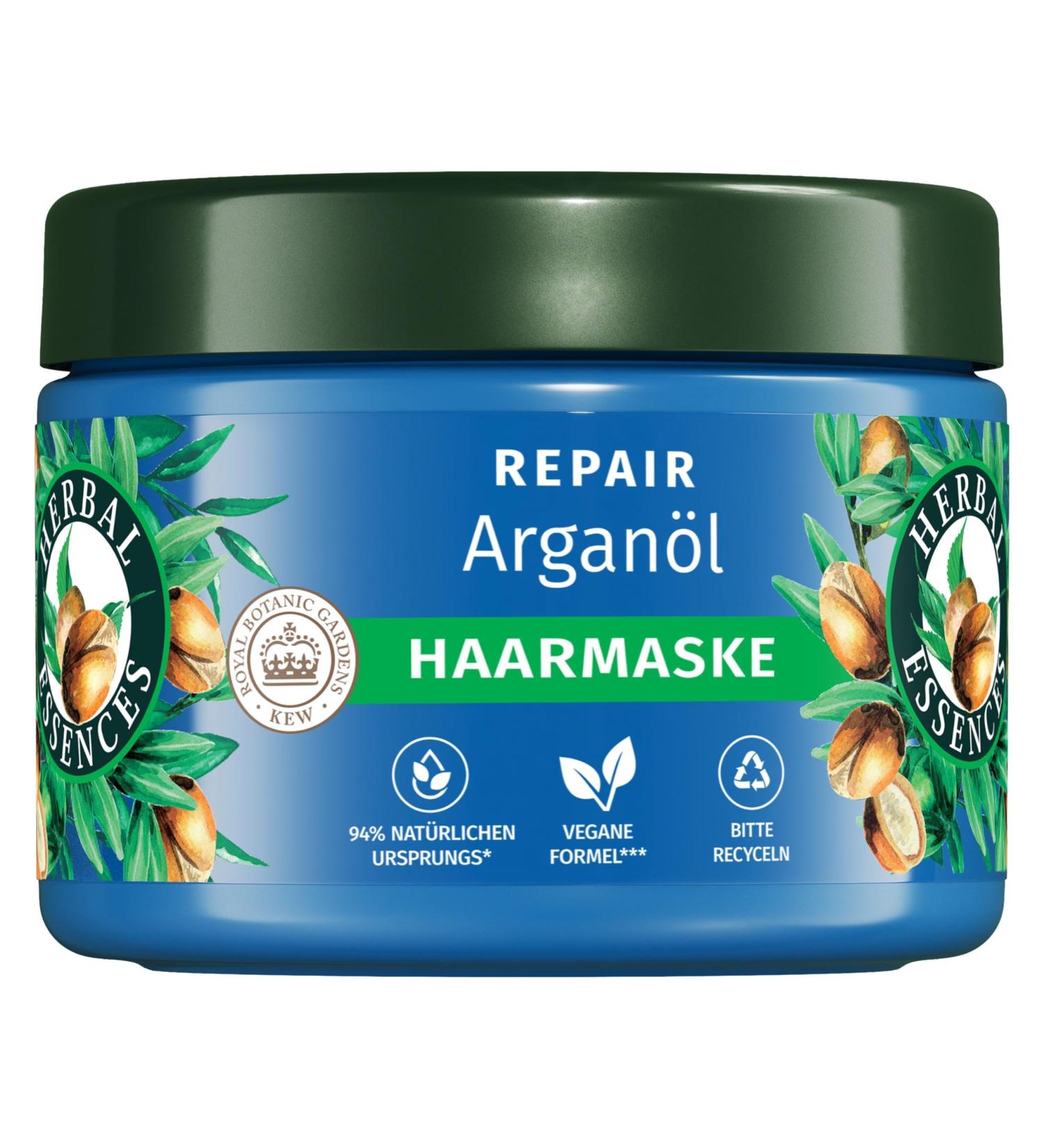 Herbal Essences Repair Haarmask mit Argan l 300ml Intensive Pflege f r gl nzendes gesundes Haar | Vegan & Nat rliche Inhaltsstoffe - Buy Online on GoSupps.com