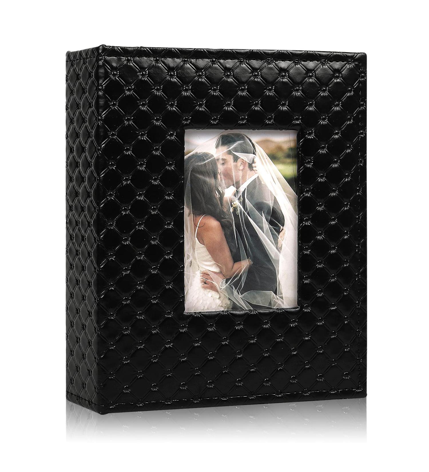 RECUTMS 4x6 Photo Album | Holds 200 Photos | Button Grainy Leather | Small Commemorative Photo Book | Valentine's Day Gift | Wedding, Birthday | Black 200 Pocket Album - Buy Online on GoSupps.com
