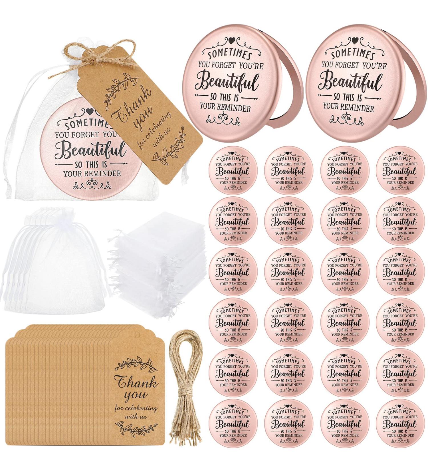 24 Set Inspirational Compact Mirrors for Women - Bulk Gift Sets for Bachelorette and Bridal Parties - Buy Online on GoSupps.com