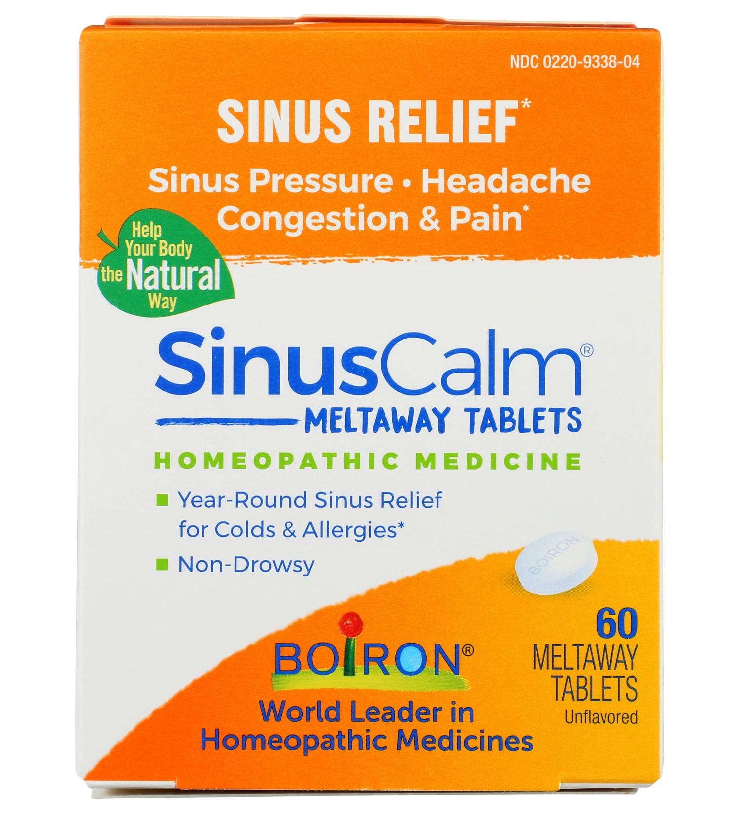 Boiron SinusCalm Sinus Relief Unflavored 60 Quick-Dissolving Tablets Pack of 1