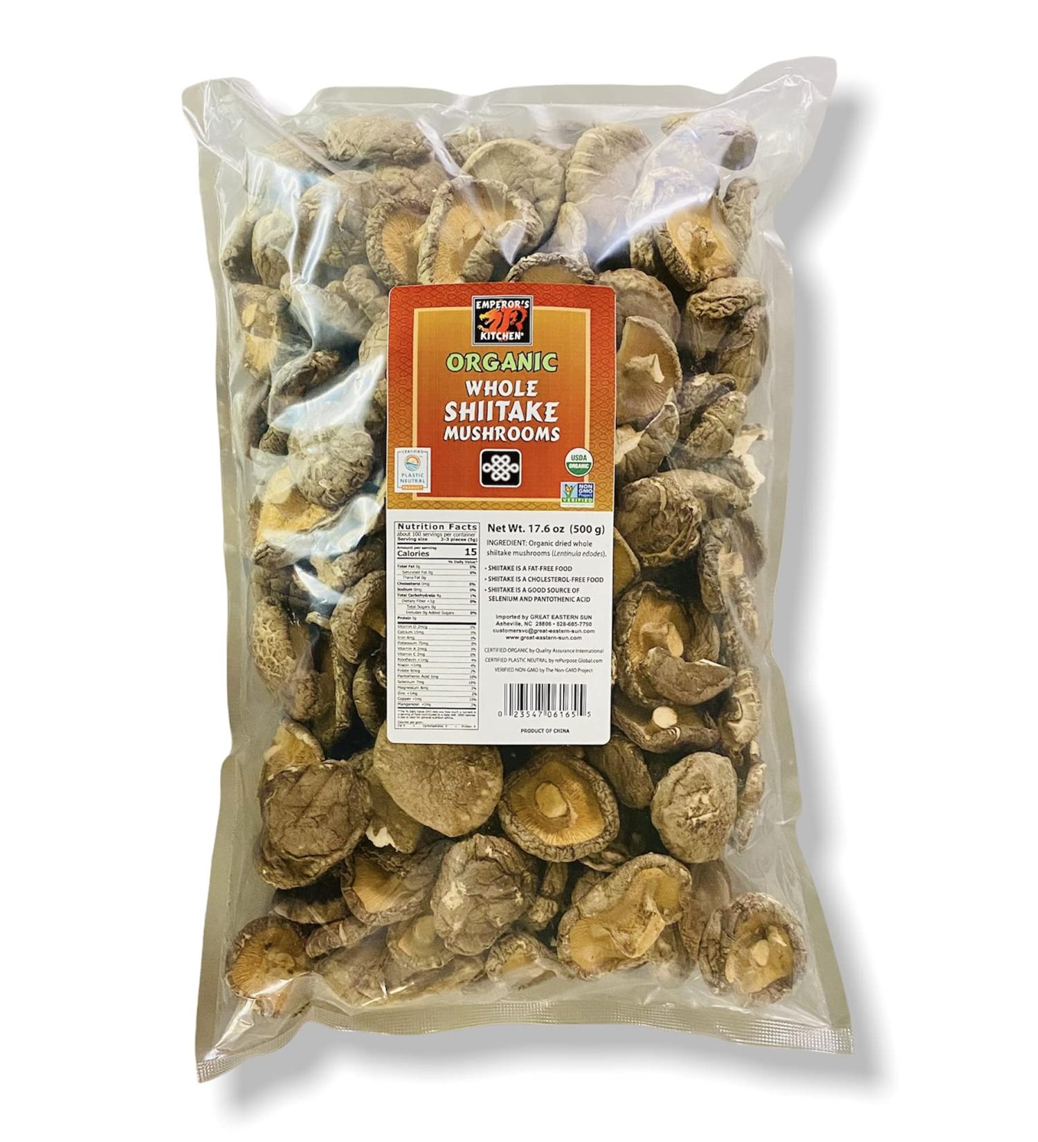 Emperor's Kitchen Organic Whole Shiitake Mushrooms - 17.6oz Bag - Buy Online on GoSupps.com