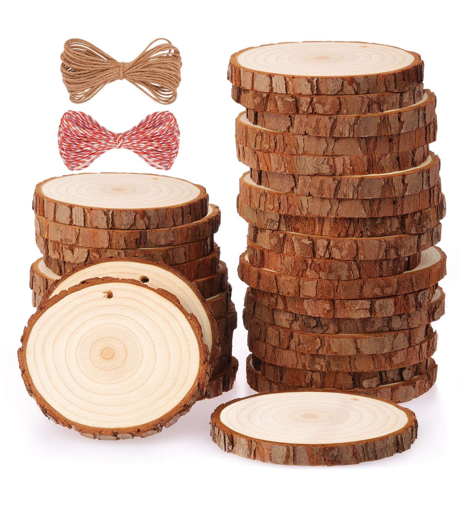 Fuyit Natural Wood Slices 30 Pcs - 2.4-2.8 Inches Craft Kit for Christmas Ornaments and DIY Crafts - Buy Online on GoSupps.com