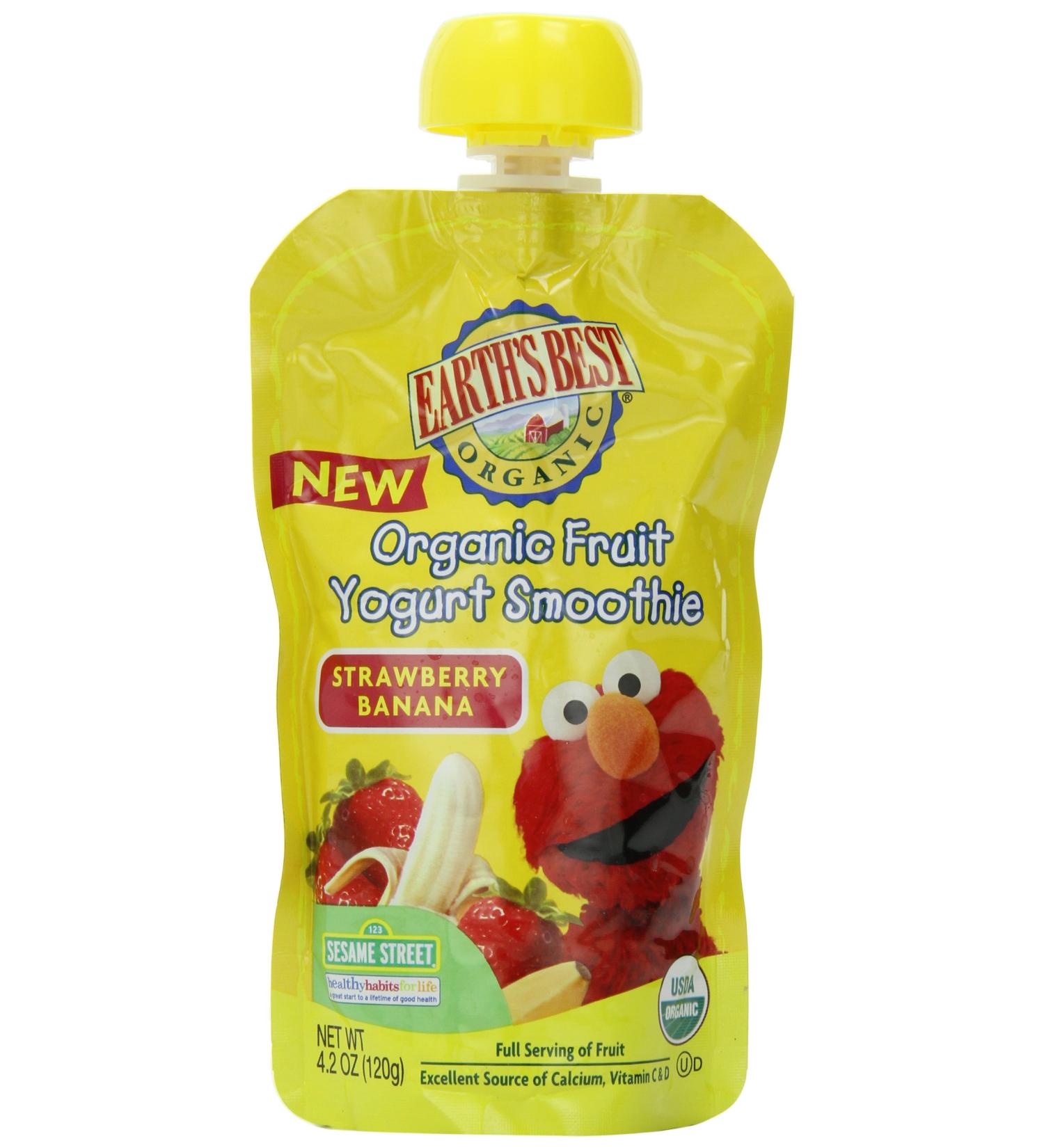 Earth's Best Sesame Street Fruit Yogurt Smoothies - Strawberry Banana - 6 Pack [4.2 oz each] - Buy Online on GoSupps.com